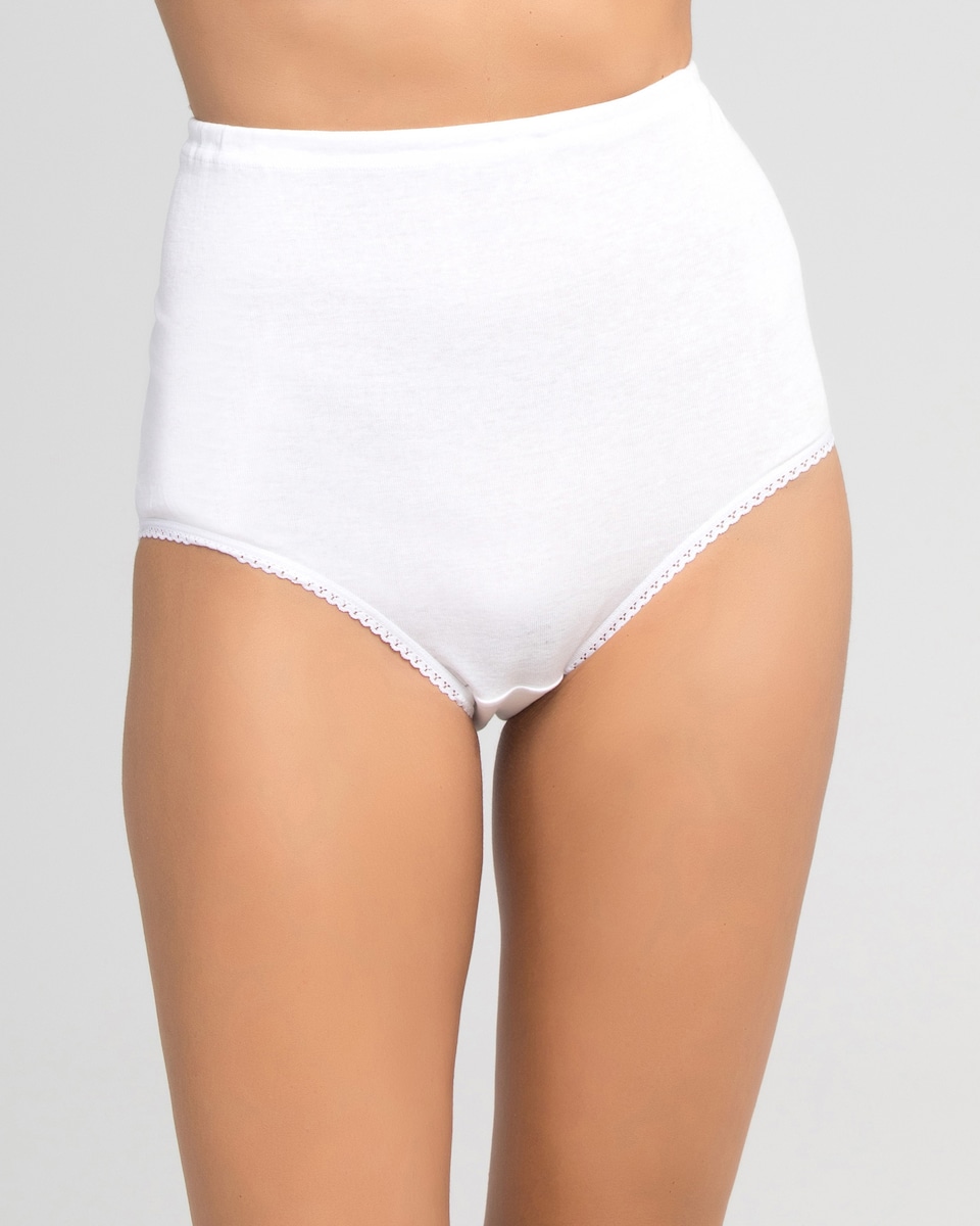 Cueca Alta 100% Algodão com Padrão Tradicional Branco-1