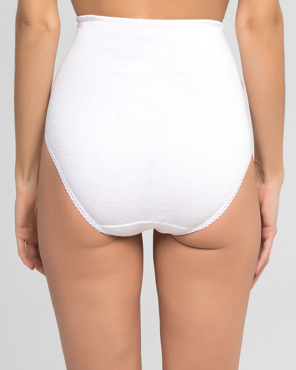 Cueca Alta 100% Algodão com Padrão Tradicional Branco-2