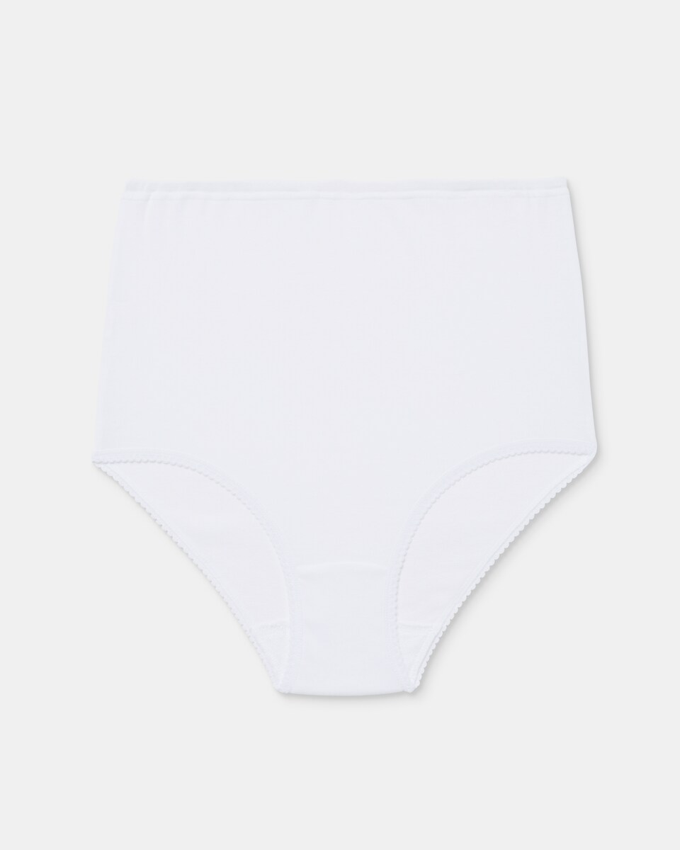Cueca Alta 100% Algodão com Padrão Tradicional Branco-3