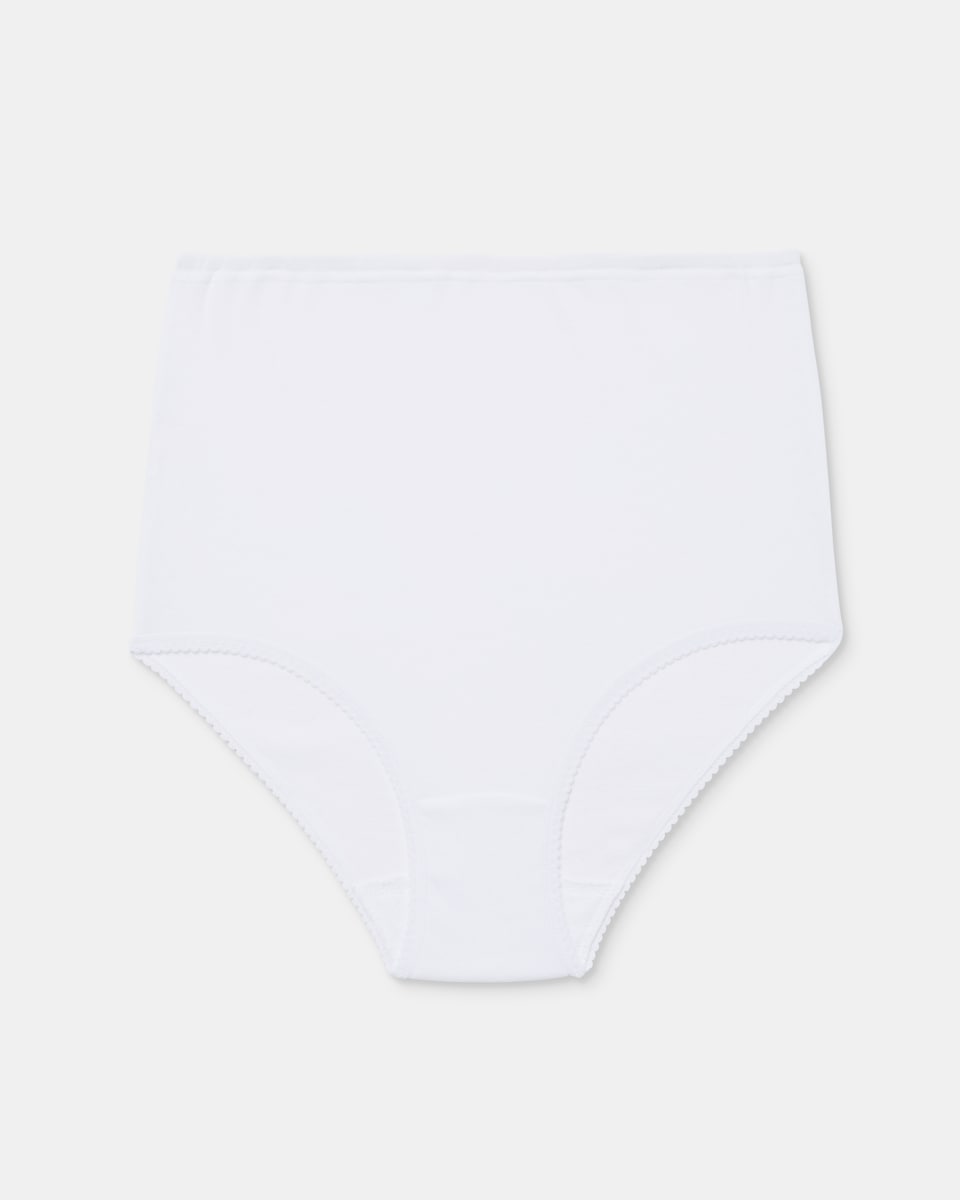 Cueca Alta 100% Algodão com Padrão Tradicional Branco-3