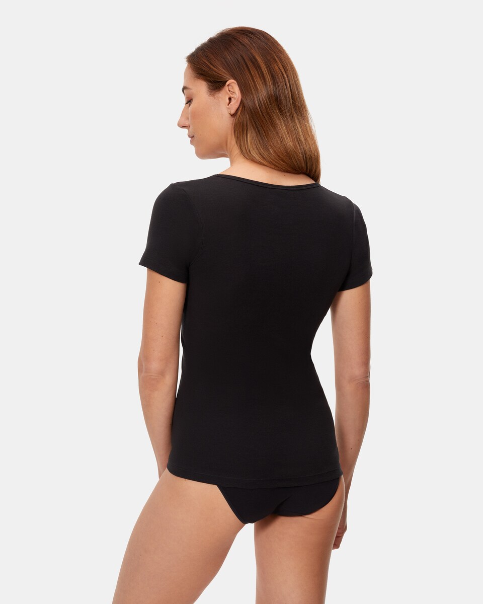 T-shirt Interior de Manga Curta sem Costuras Laterais Preto-2