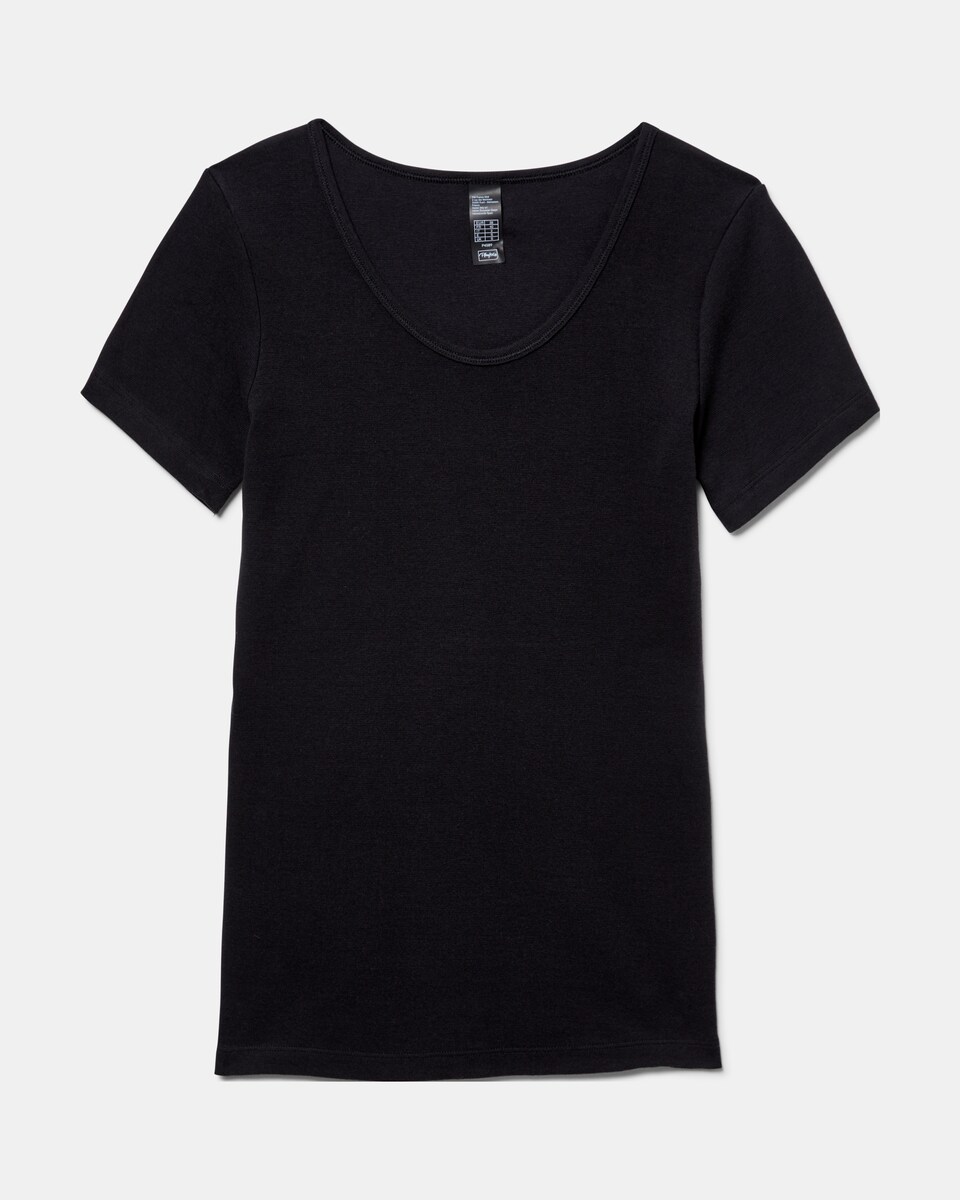 T-shirt Interior de Manga Curta sem Costuras Laterais Preto-4