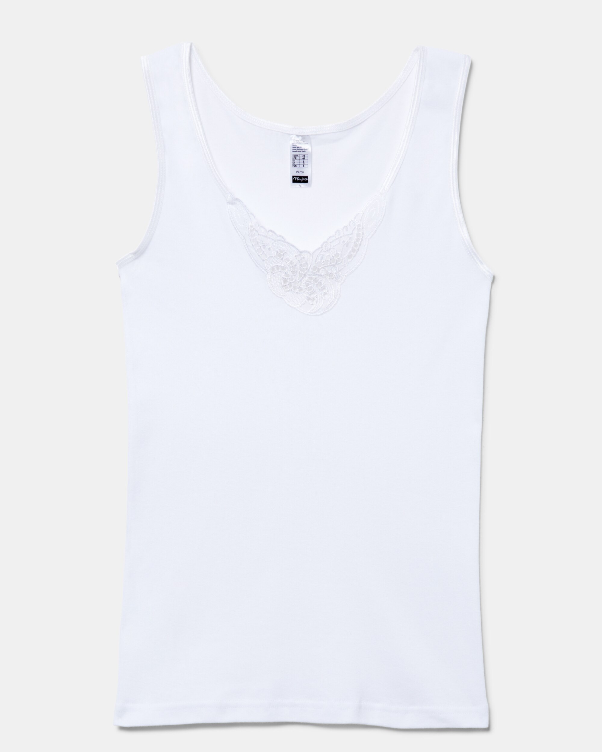 T-shirt Interior de Alças Largas com Detalhe no Decote Branco-4