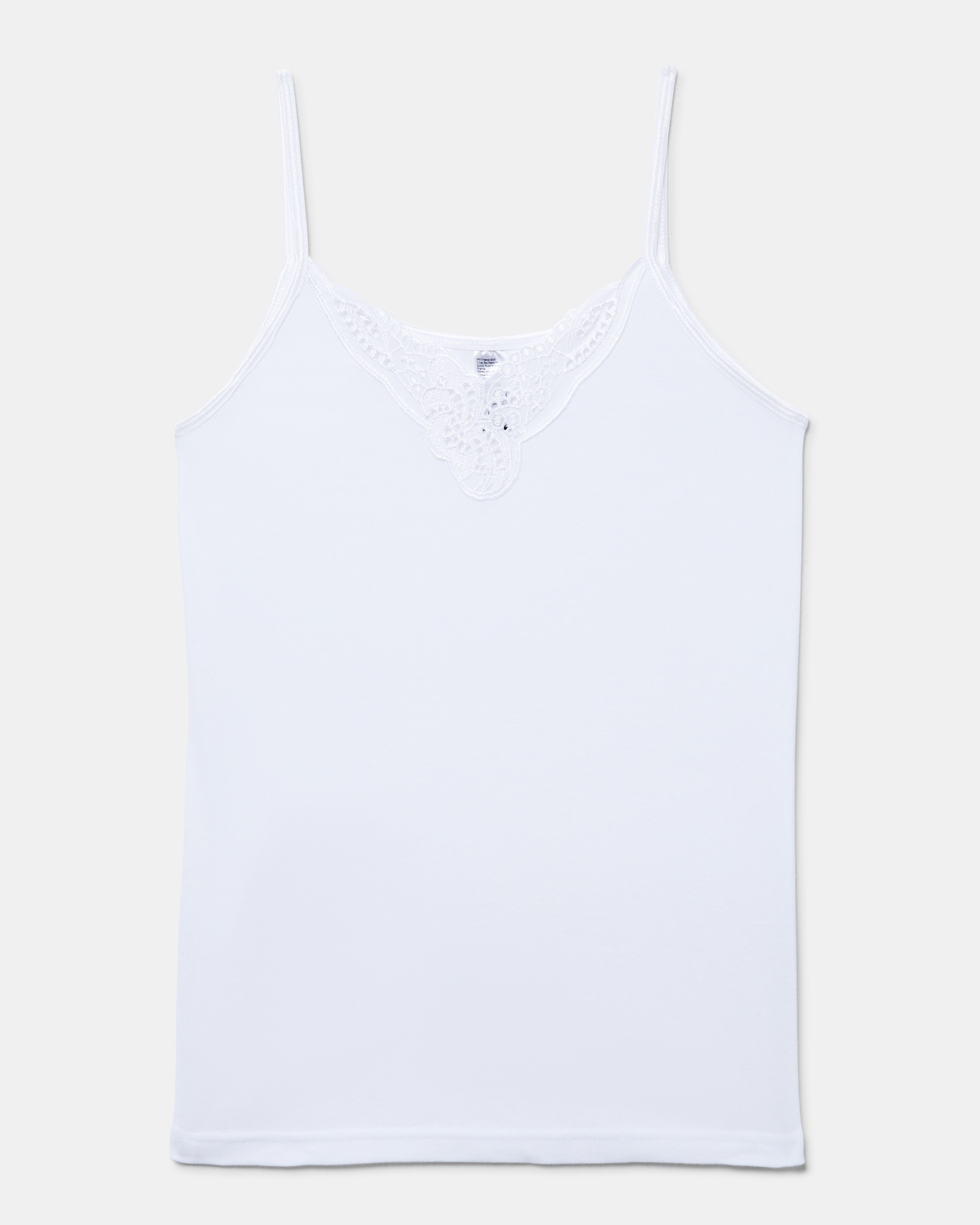 T-shirt Interior de Alças Finas com Detalhe no Decote Branco-4