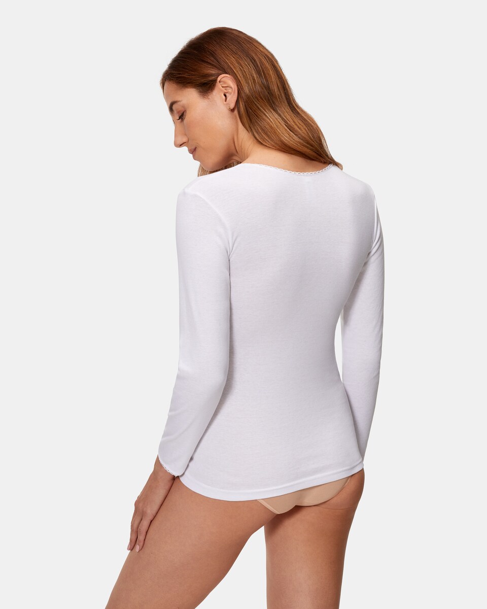 T-shirt Térmica de Fibra de Inverno de Manga Comprida Branco-2