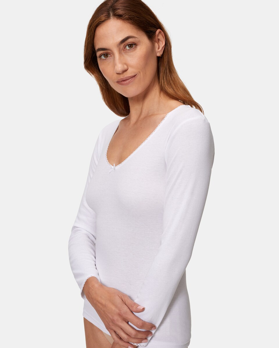 T-shirt Térmica de Fibra de Inverno de Manga Comprida Branco-3