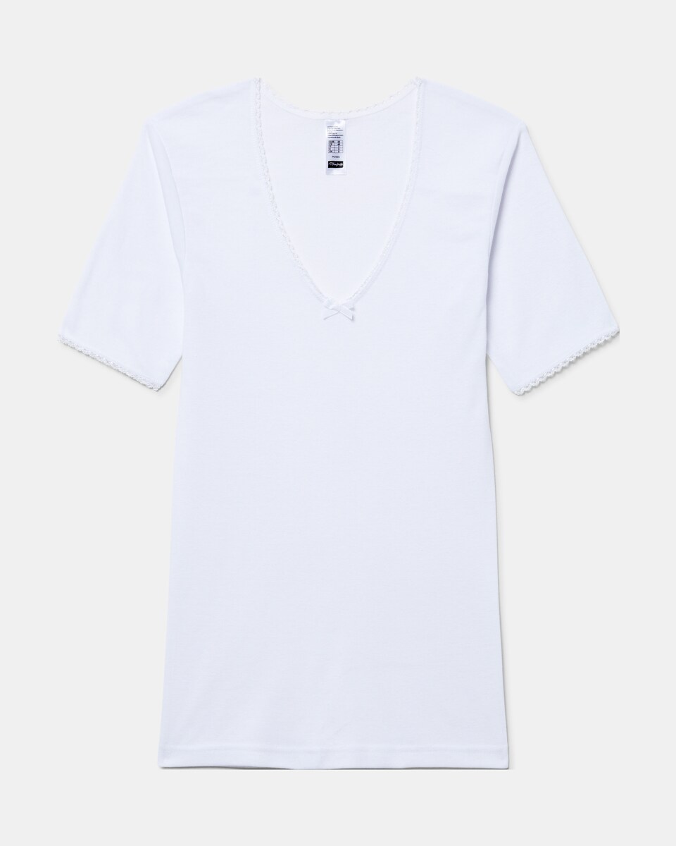 T-shirt Térmica de Fibra de Inverno de Manga Curta Branco-4