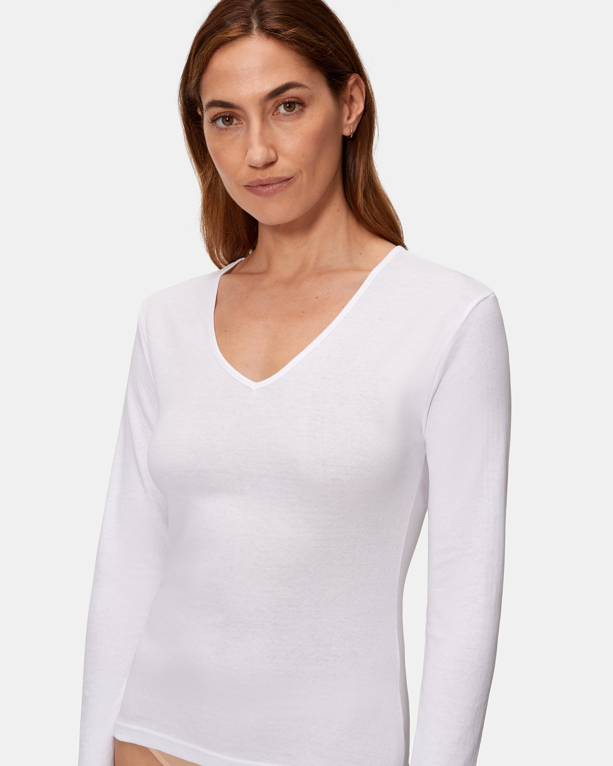 T-shirt Térmica de Manga Comprida 100% Algodão Branco-3