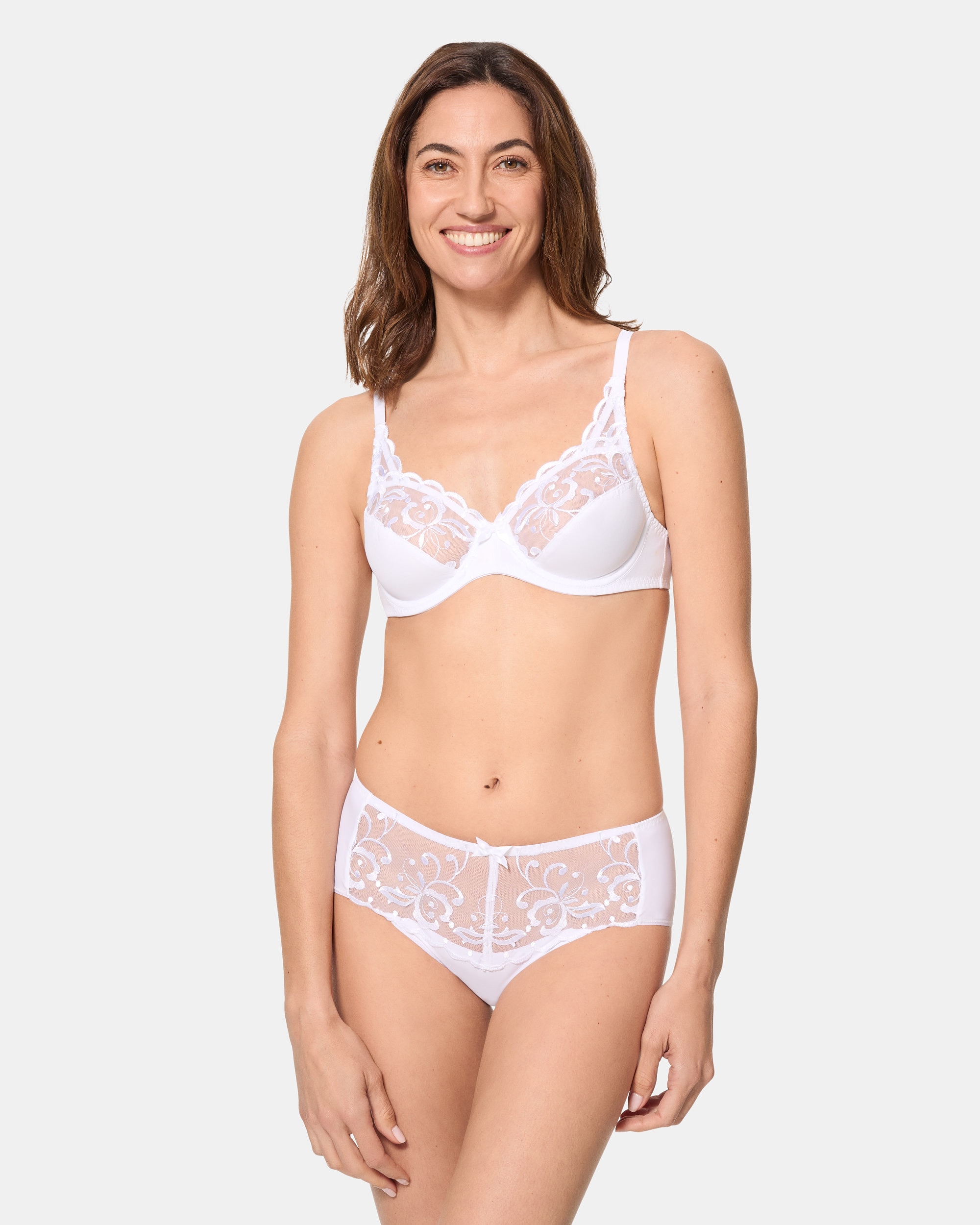 Cueca Midi de Microfibra e Bordados com Transparência Branco-1