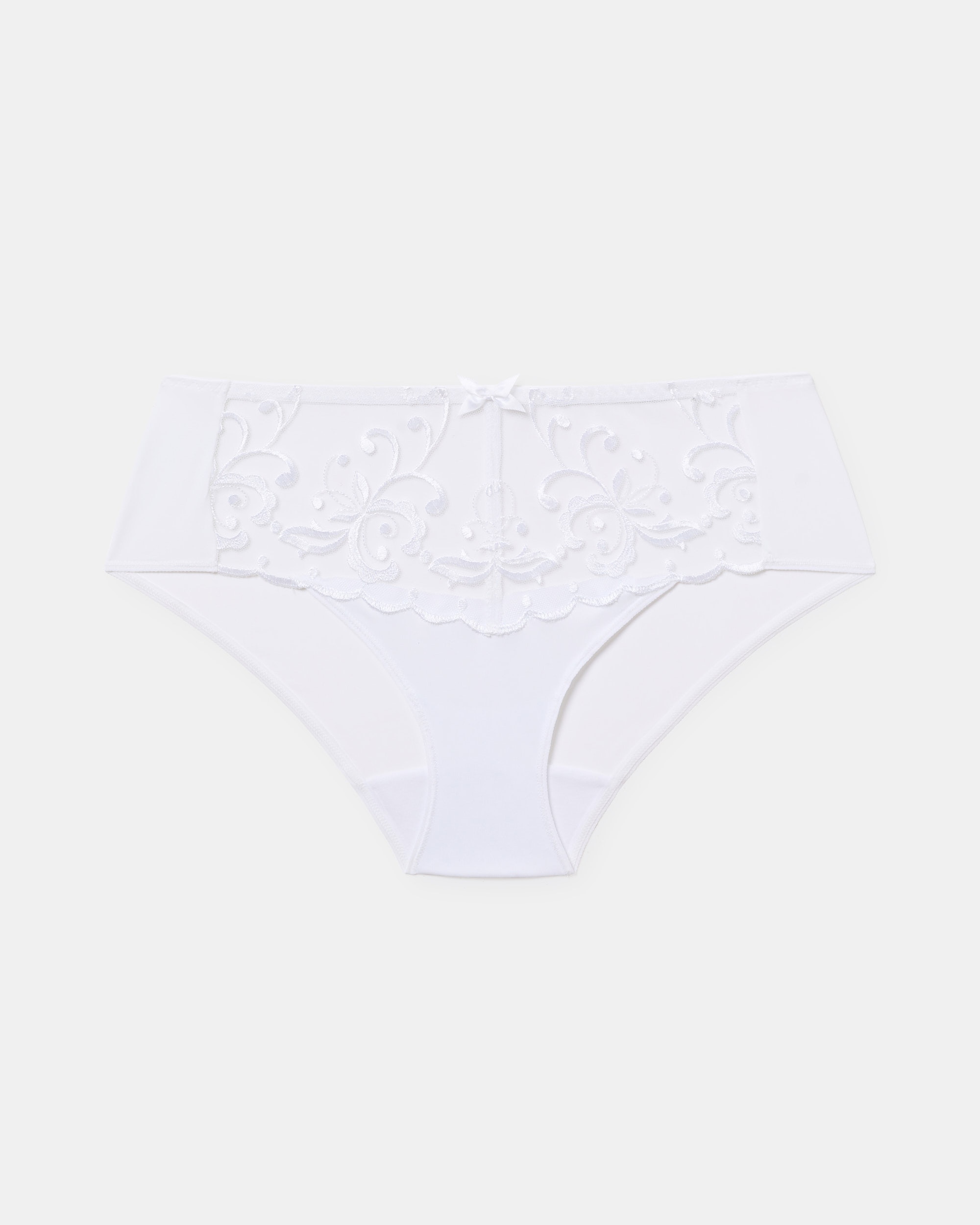 Cueca Midi de Microfibra e Bordados com Transparência Branco-4