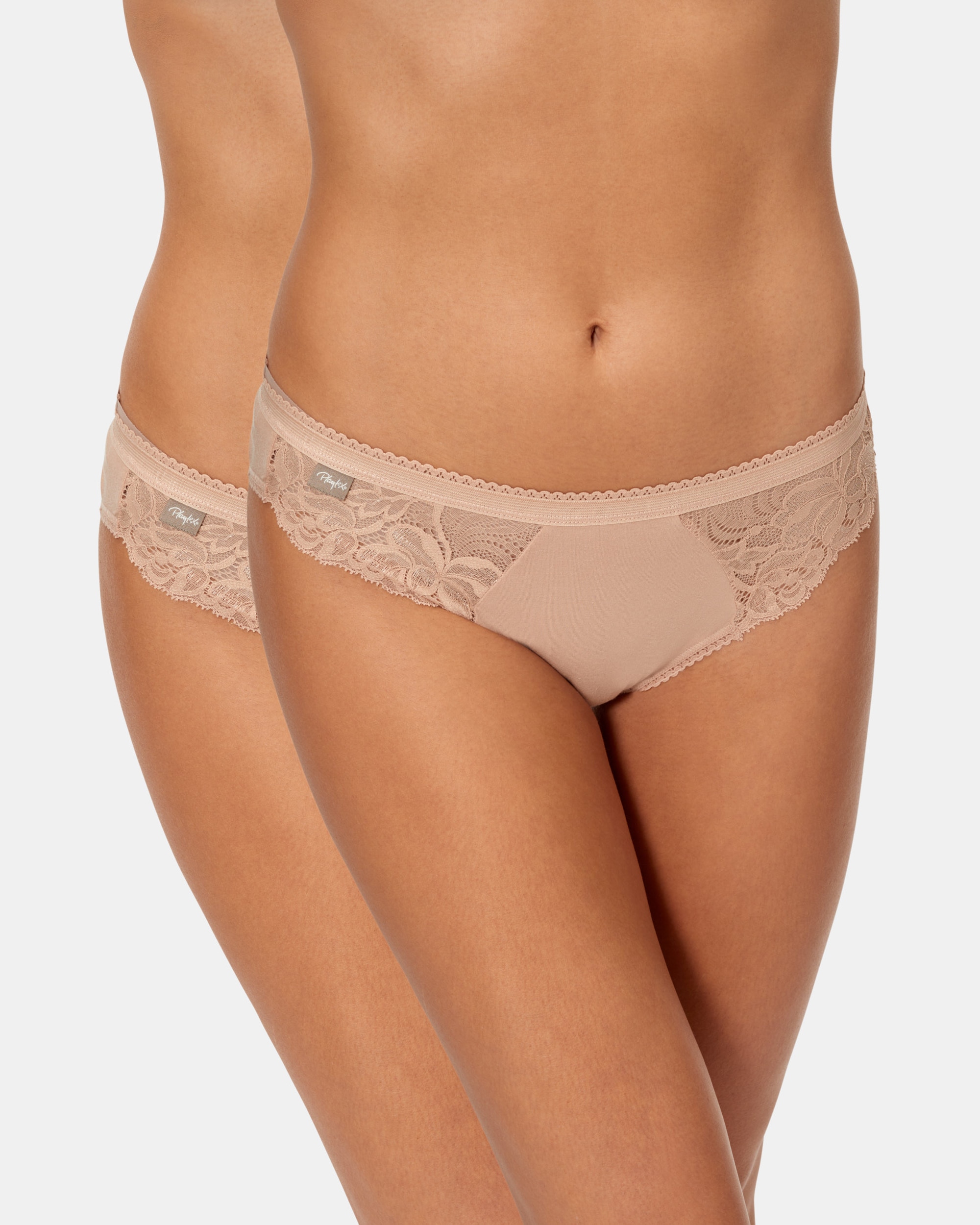 Pack de Duas Cuecas de Algodão com Renda Bege-3