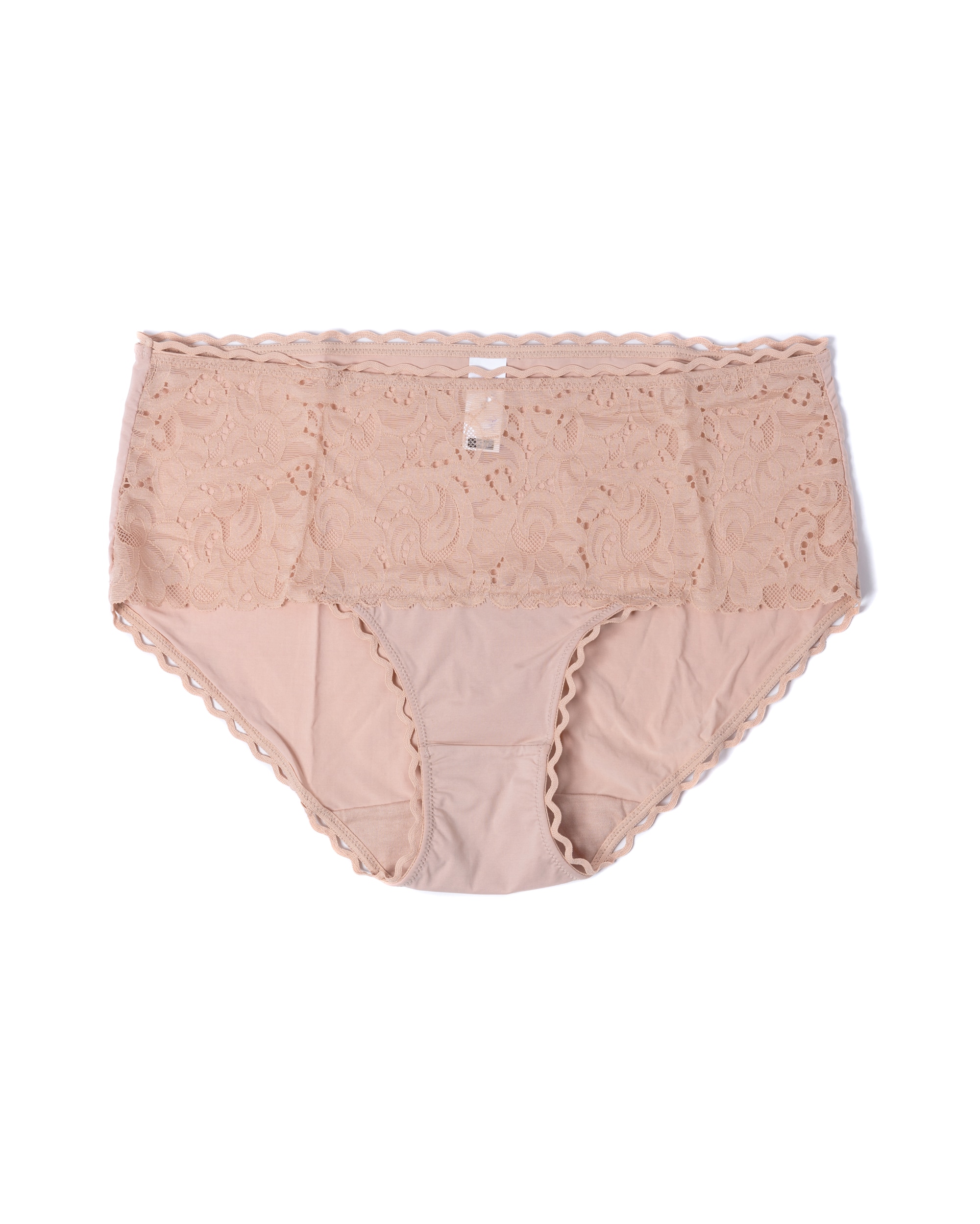 Cueca Clássica com Renda Reciclada e Tule Natural-4