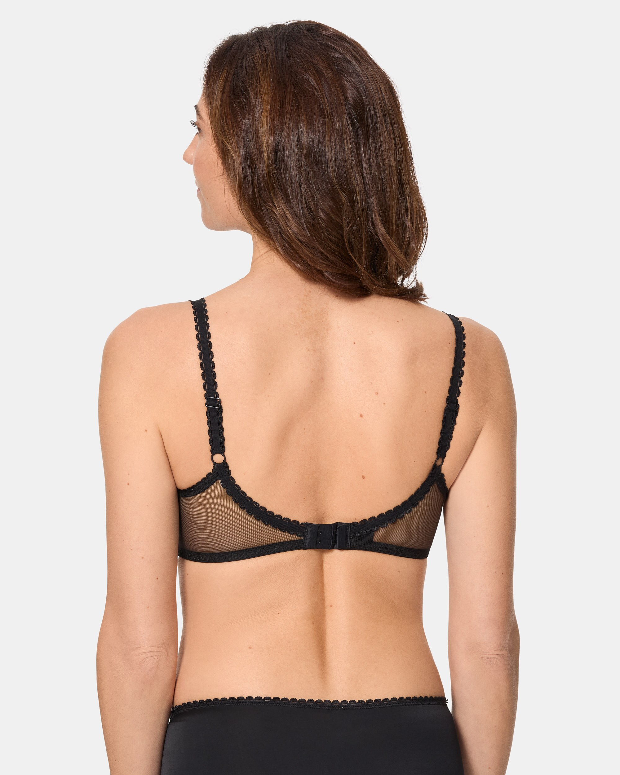 Soutien sem Aros de Renda Reciclada Floral Preto-2