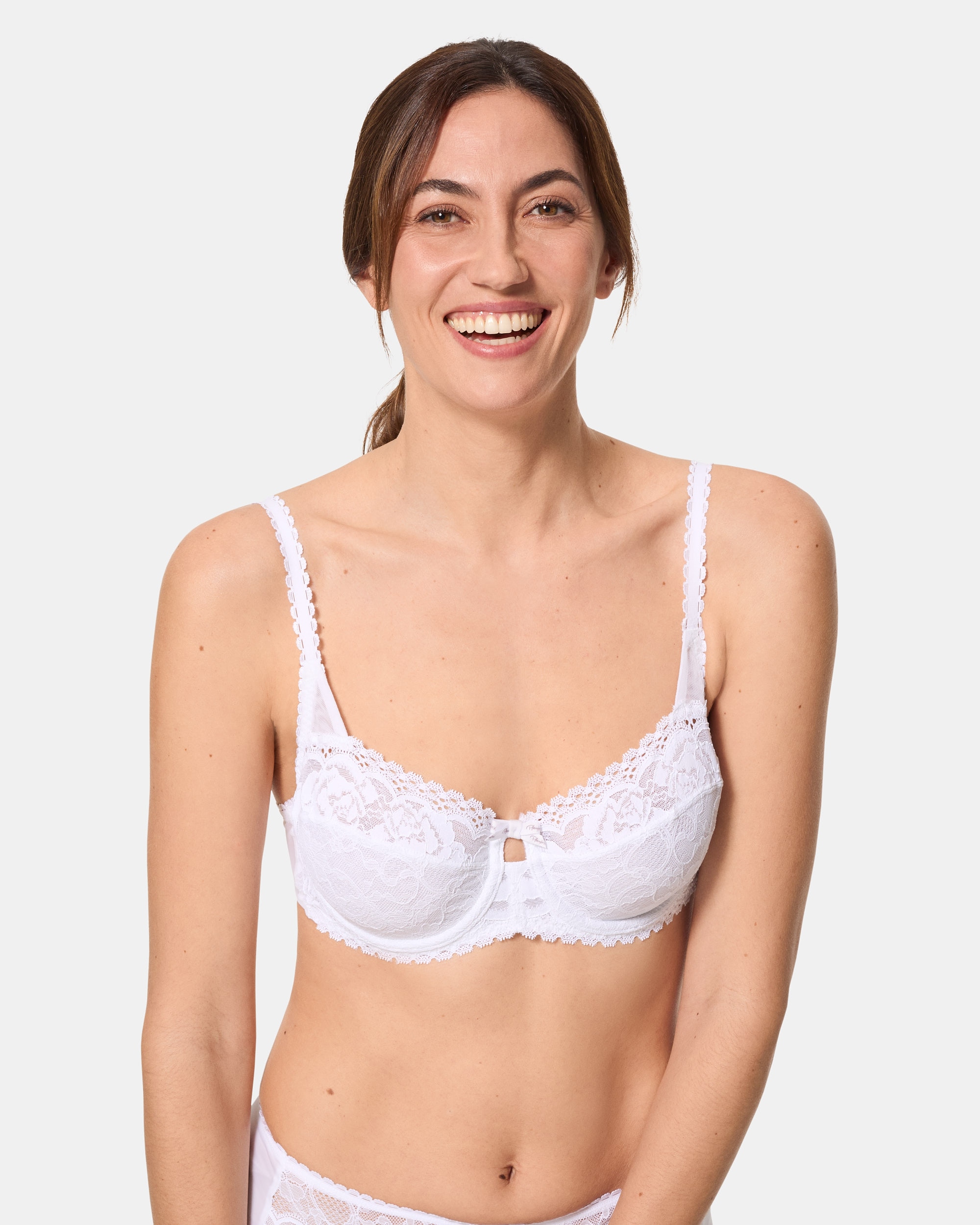 Soutien com Aros Balconet de Renda Reciclada Branco-1
