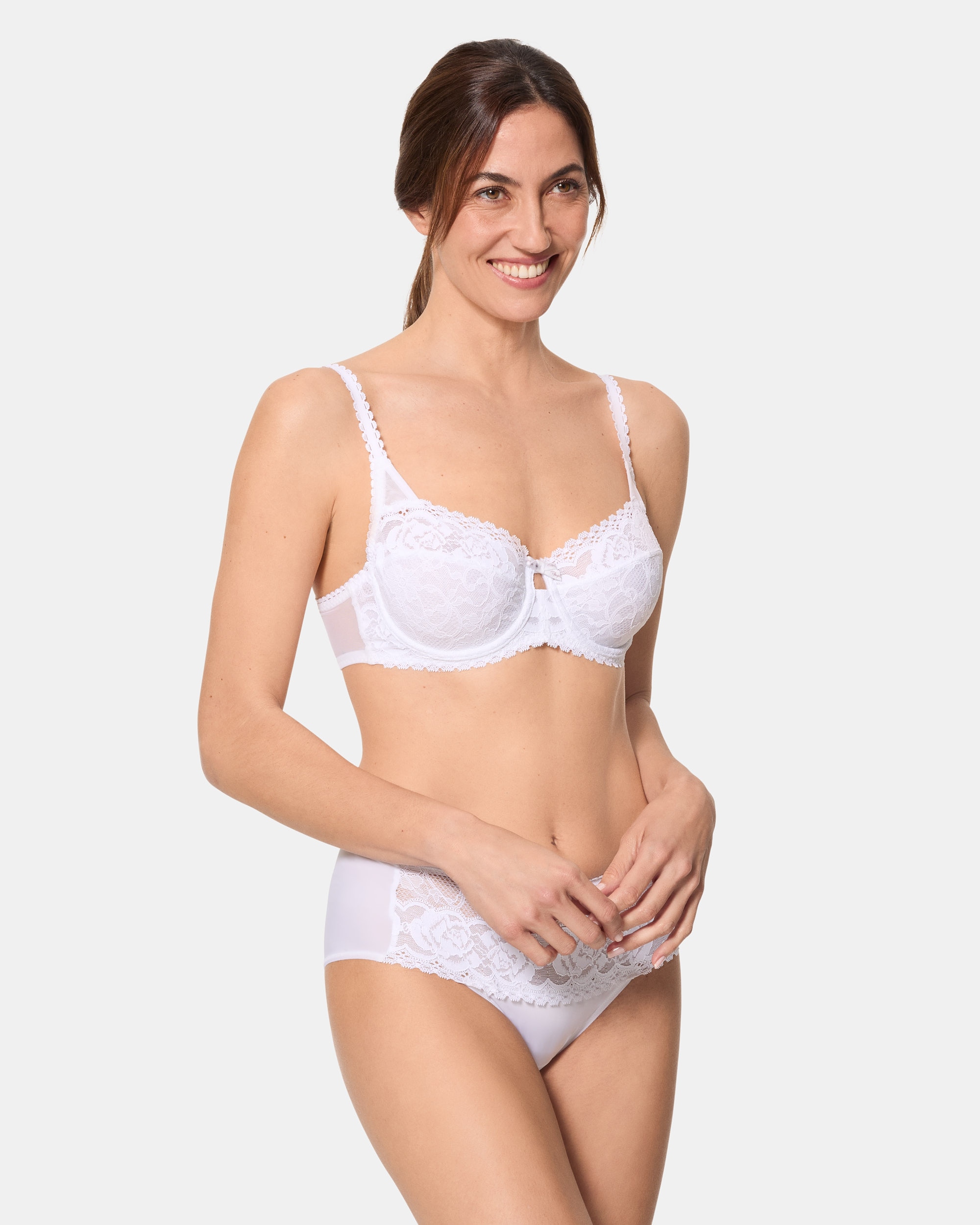 Soutien com Aros Balconet de Renda Reciclada Branco-3