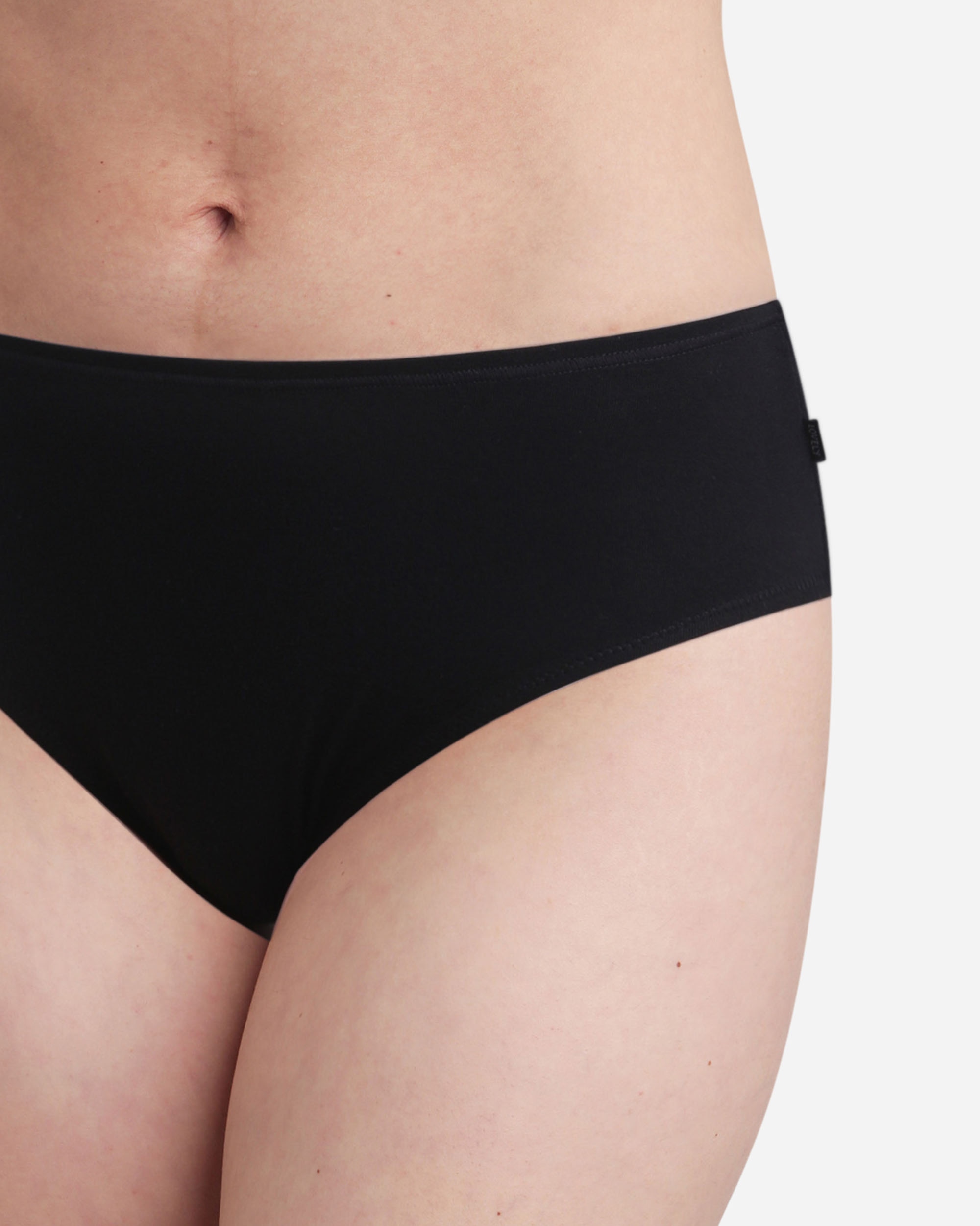 Cueca Midi de Algodão Orgânico e Cetim Preto-3