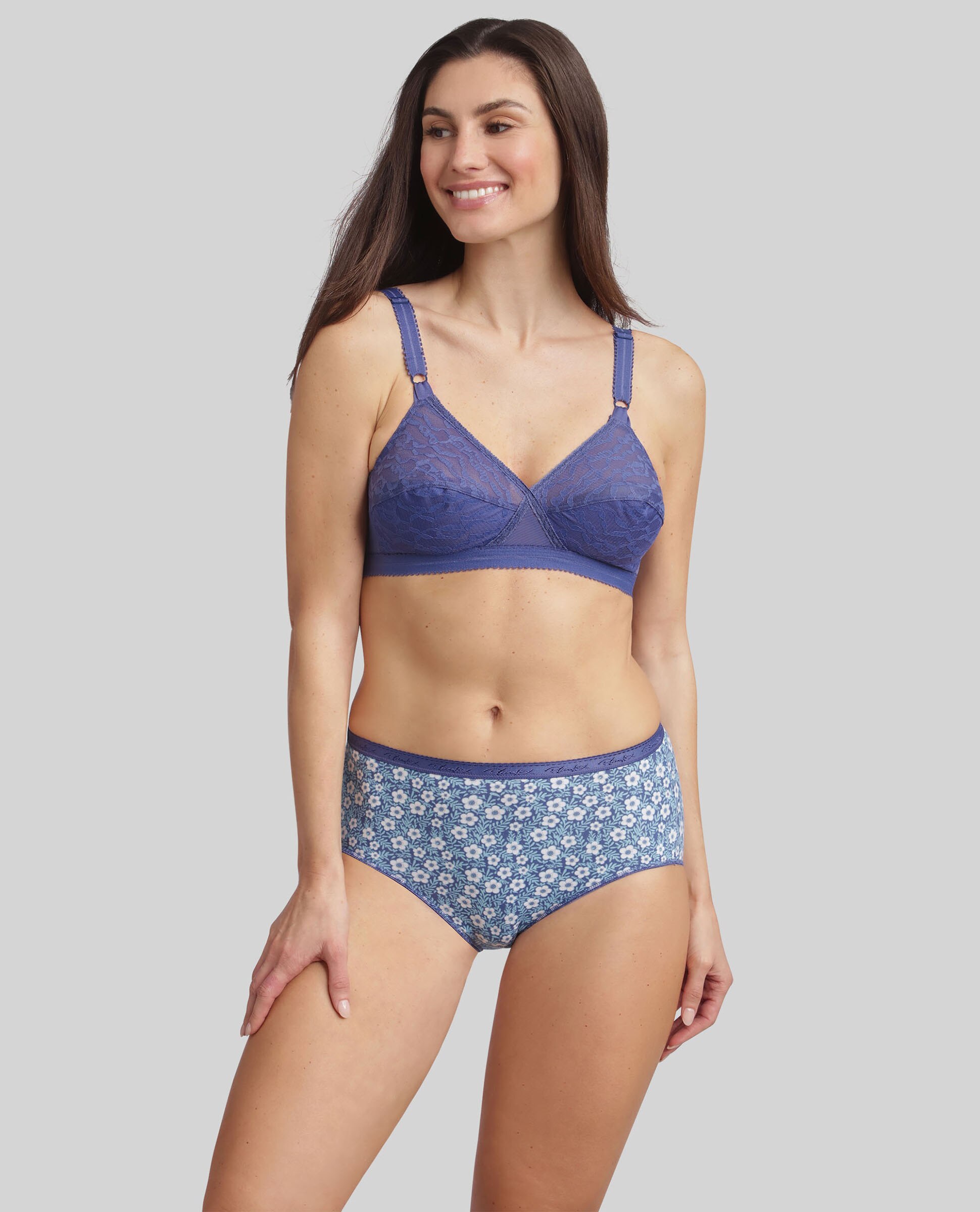 Soutien sem Aros de Capacidade com Renda Azul-4