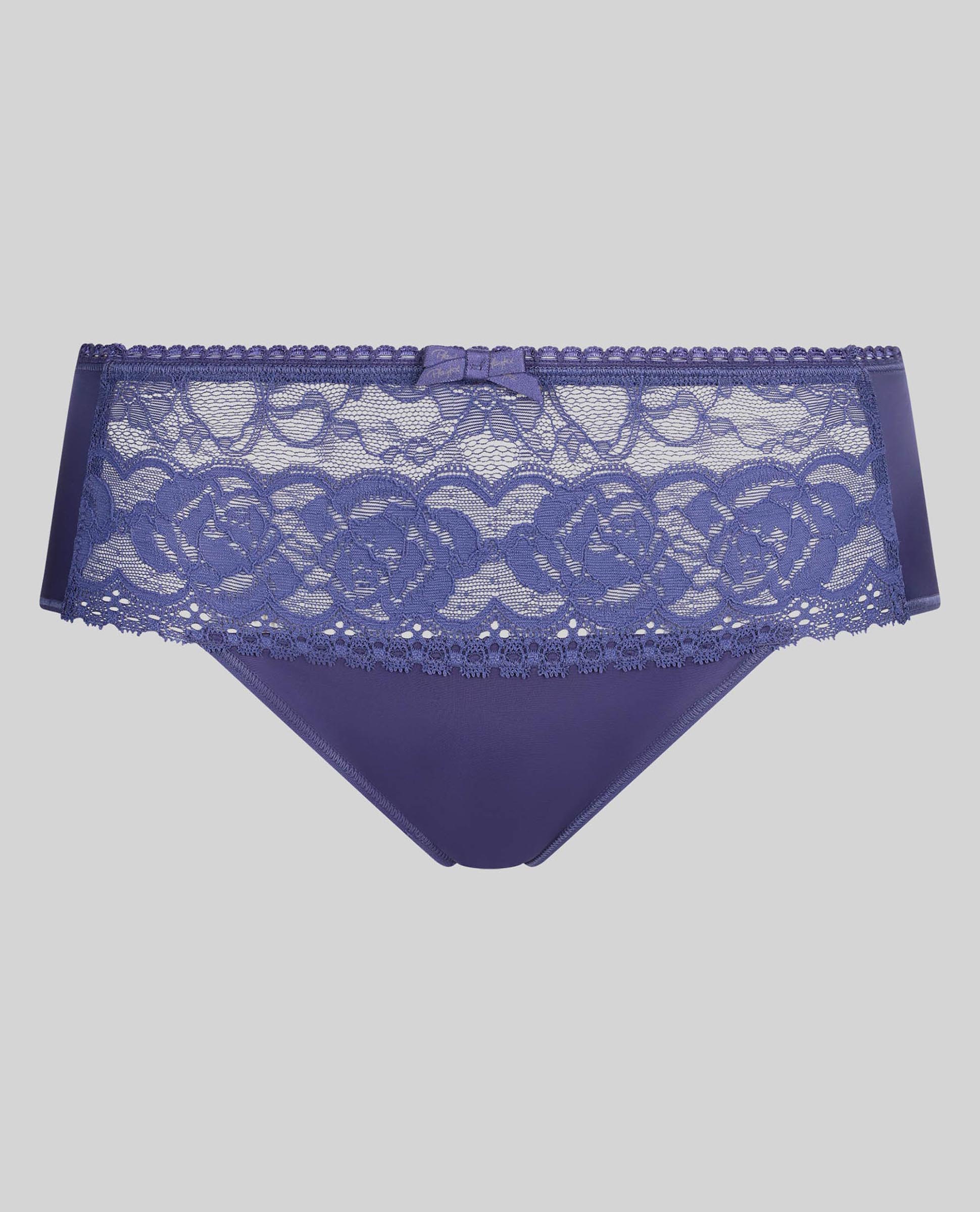 Cueca Clássica com Renda Floral Frontal Azul-6