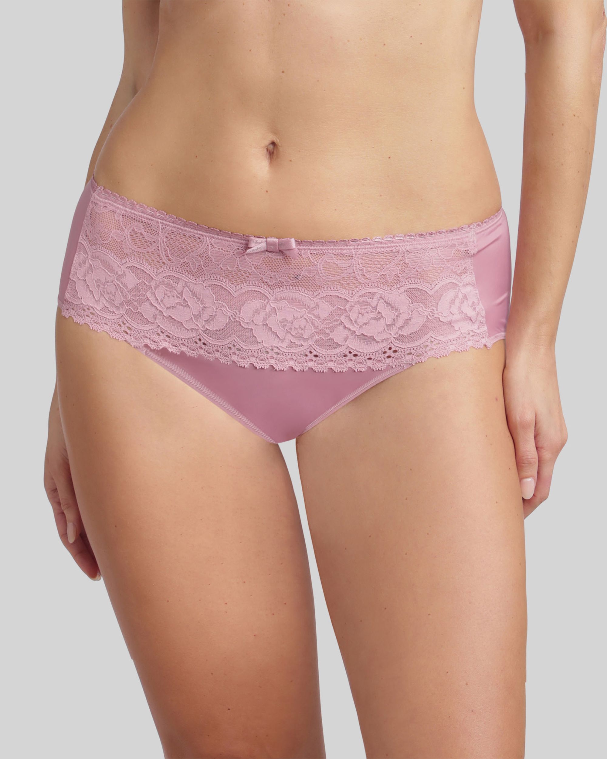 Cueca Clássica com Renda Floral Frontal Rosa-1