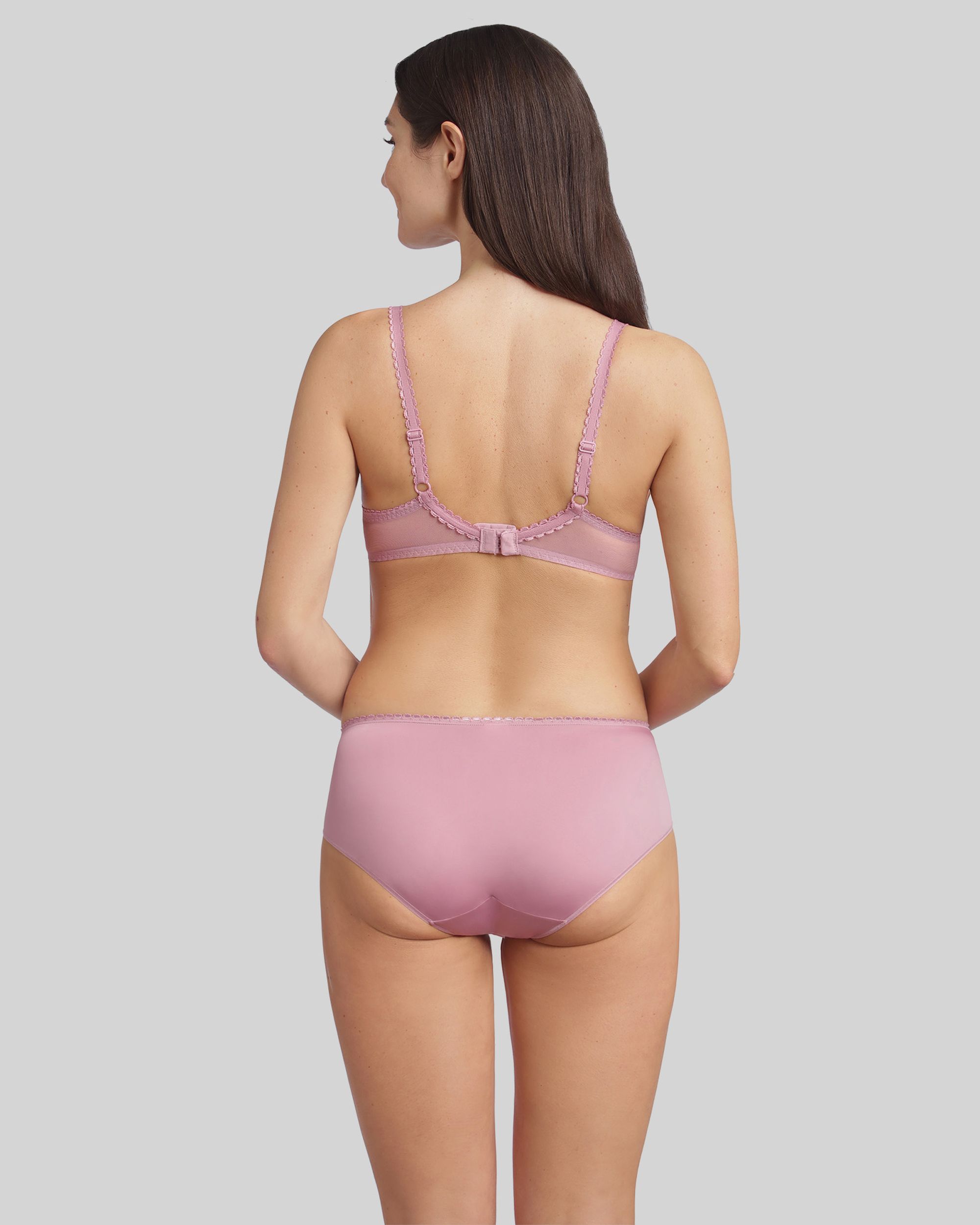Cueca Clássica com Renda Floral Frontal Rosa-5