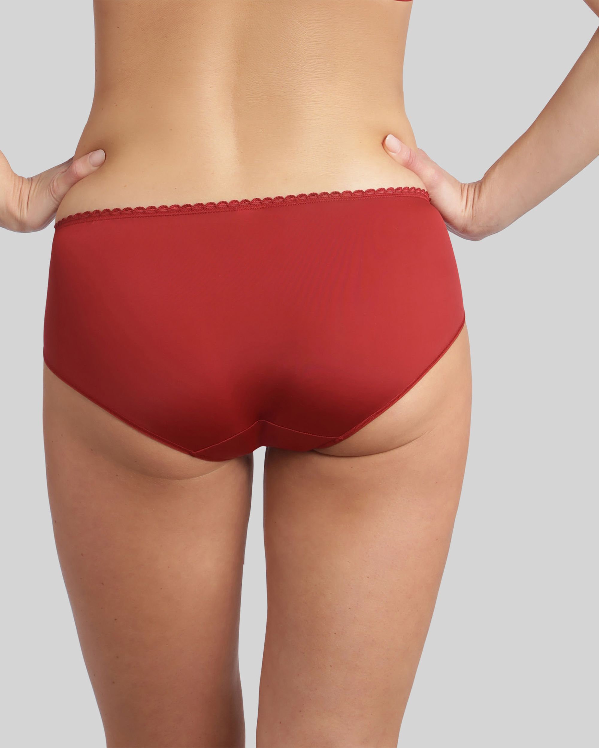 Cueca Clássica com Renda Floral Frontal Vermelho-2