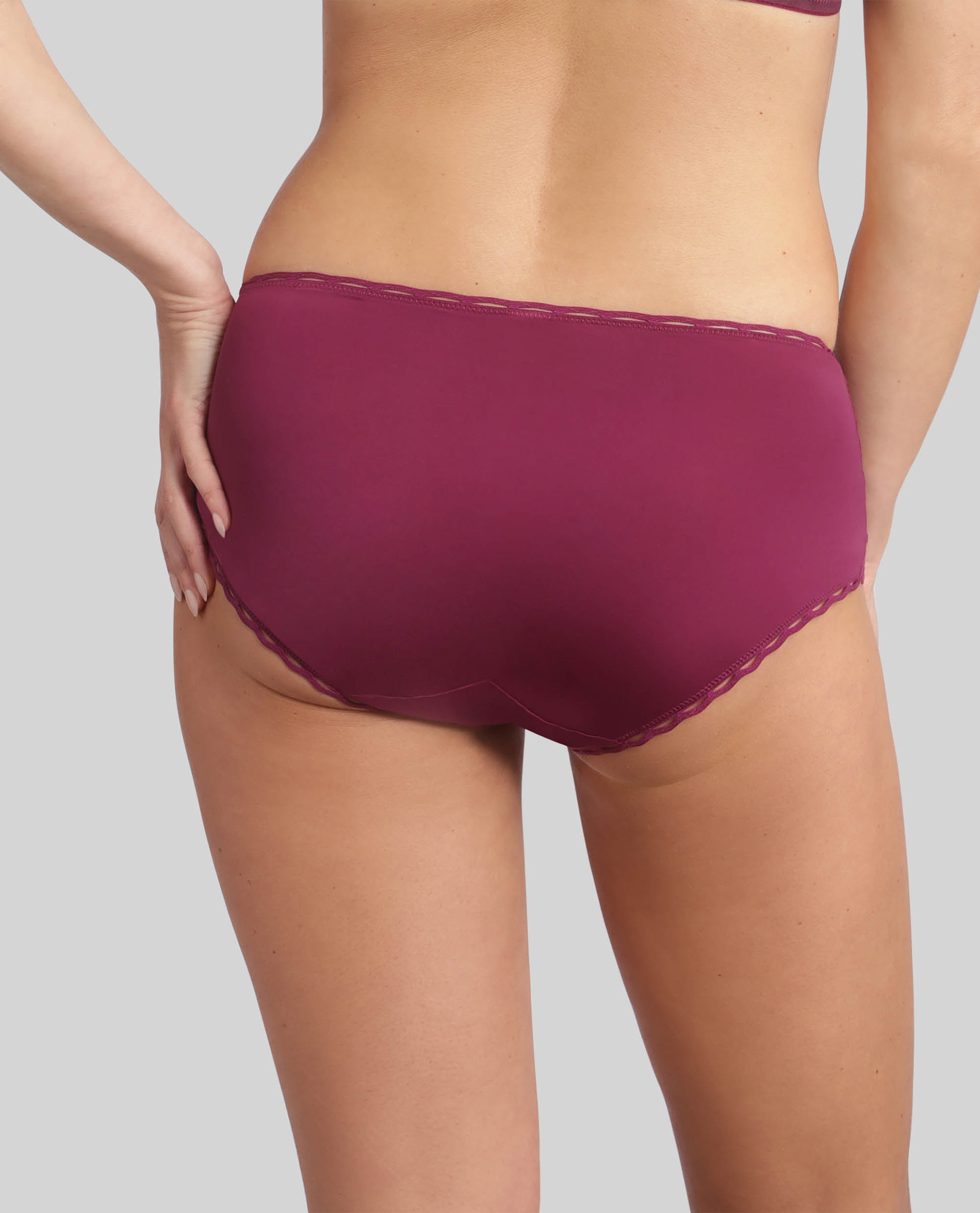 Cueca Clássica com Renda Reciclada e Tule Bordeaux-2