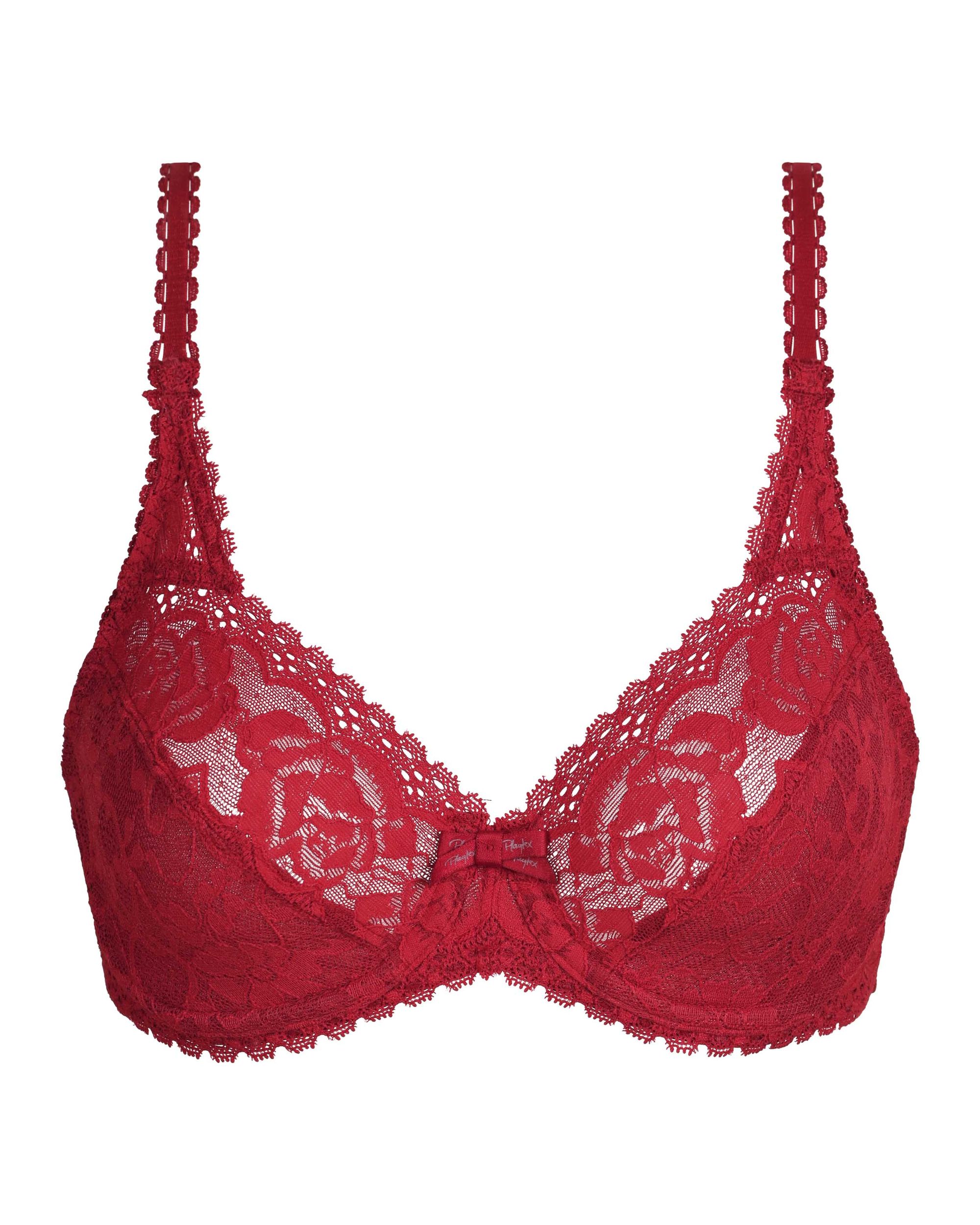 Soutien com Aro de Renda Reciclada Floral Vermelho-4
