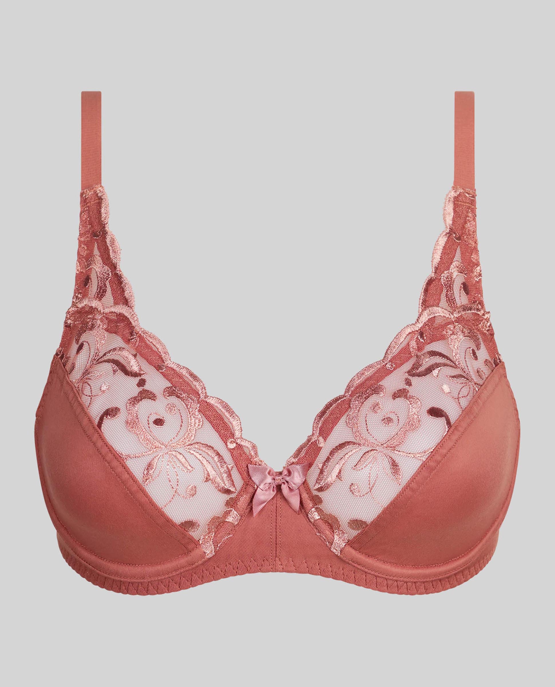 Soutien com Aros de Microfibra e Bordados Rosa-5