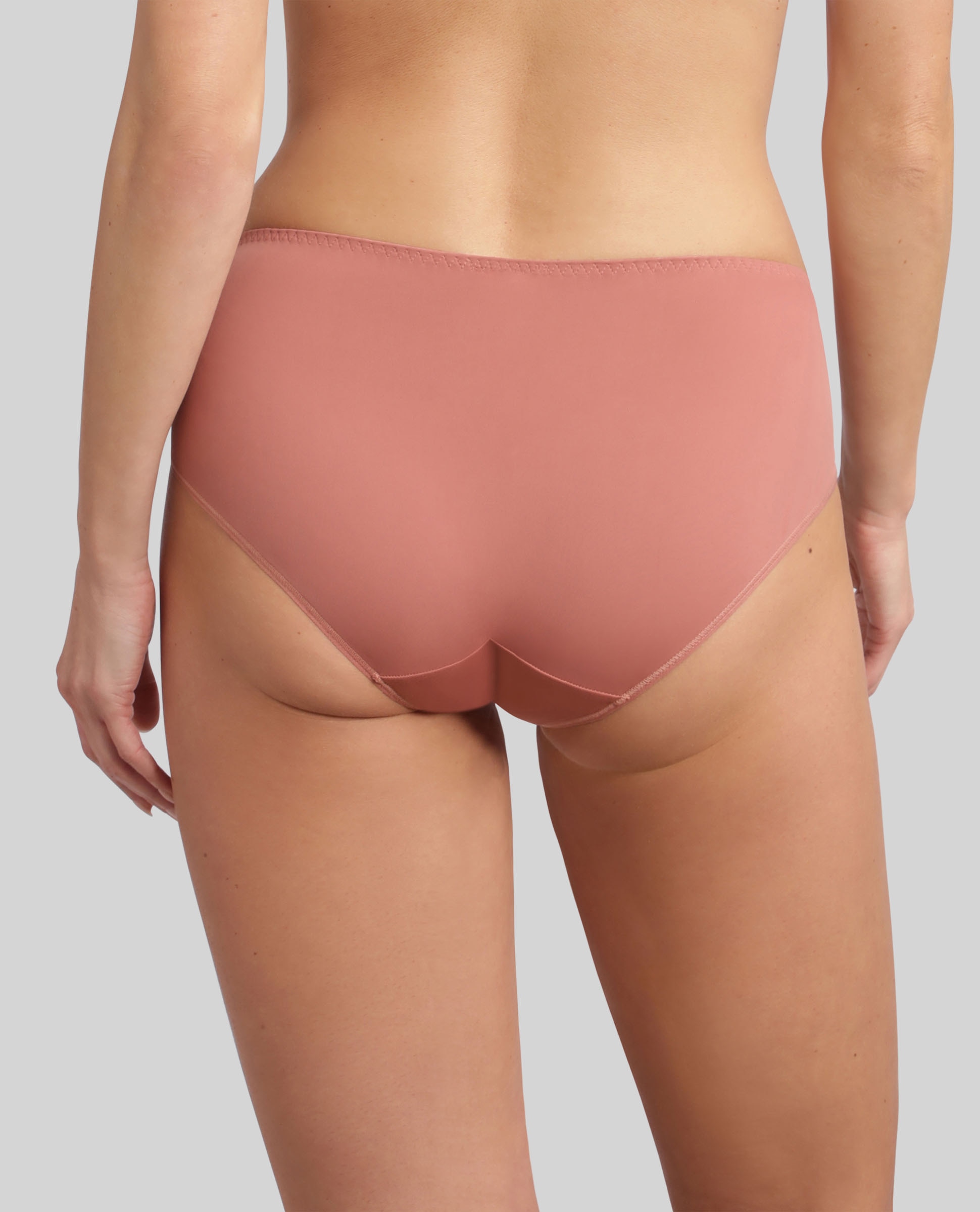 Cueca Midi de Microfibra e Bordados com Transparência Rosa-2
