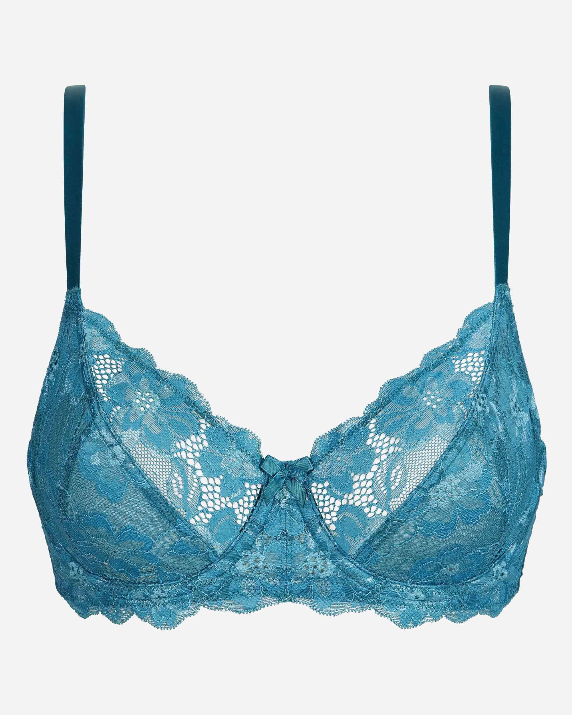 Soutien com Aro de Renda Floral Azul-5