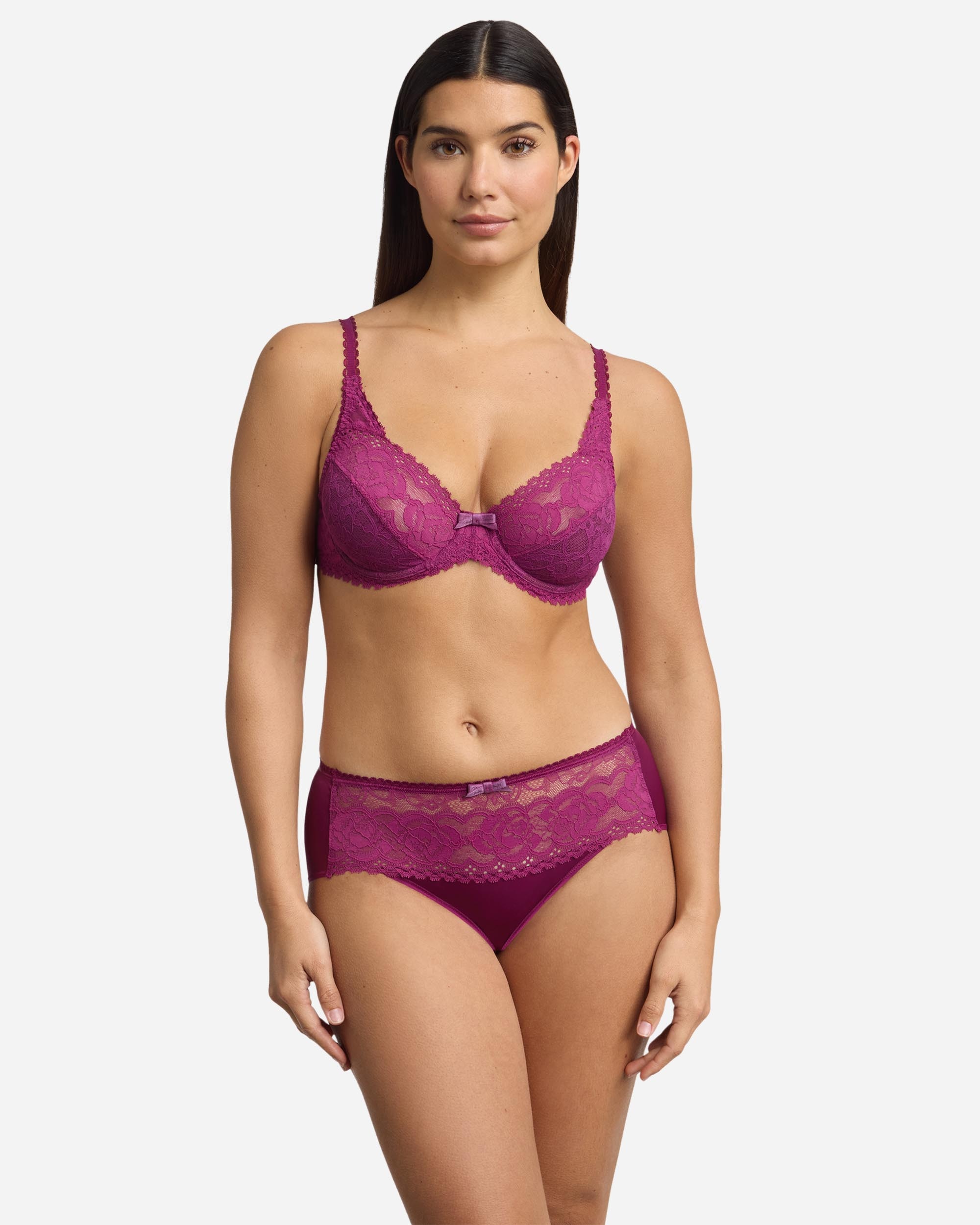 Soutien com Aro de Renda Reciclada Floral Violeta-4
