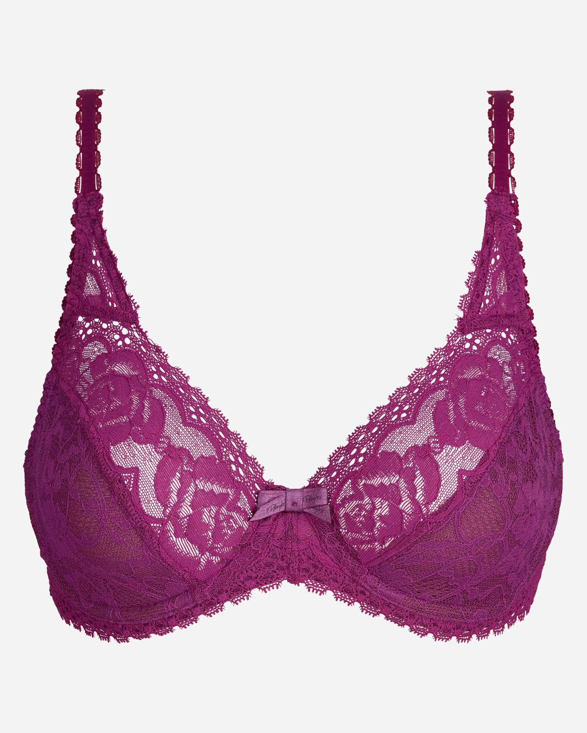 Soutien com Aro de Renda Reciclada Floral Violeta-5