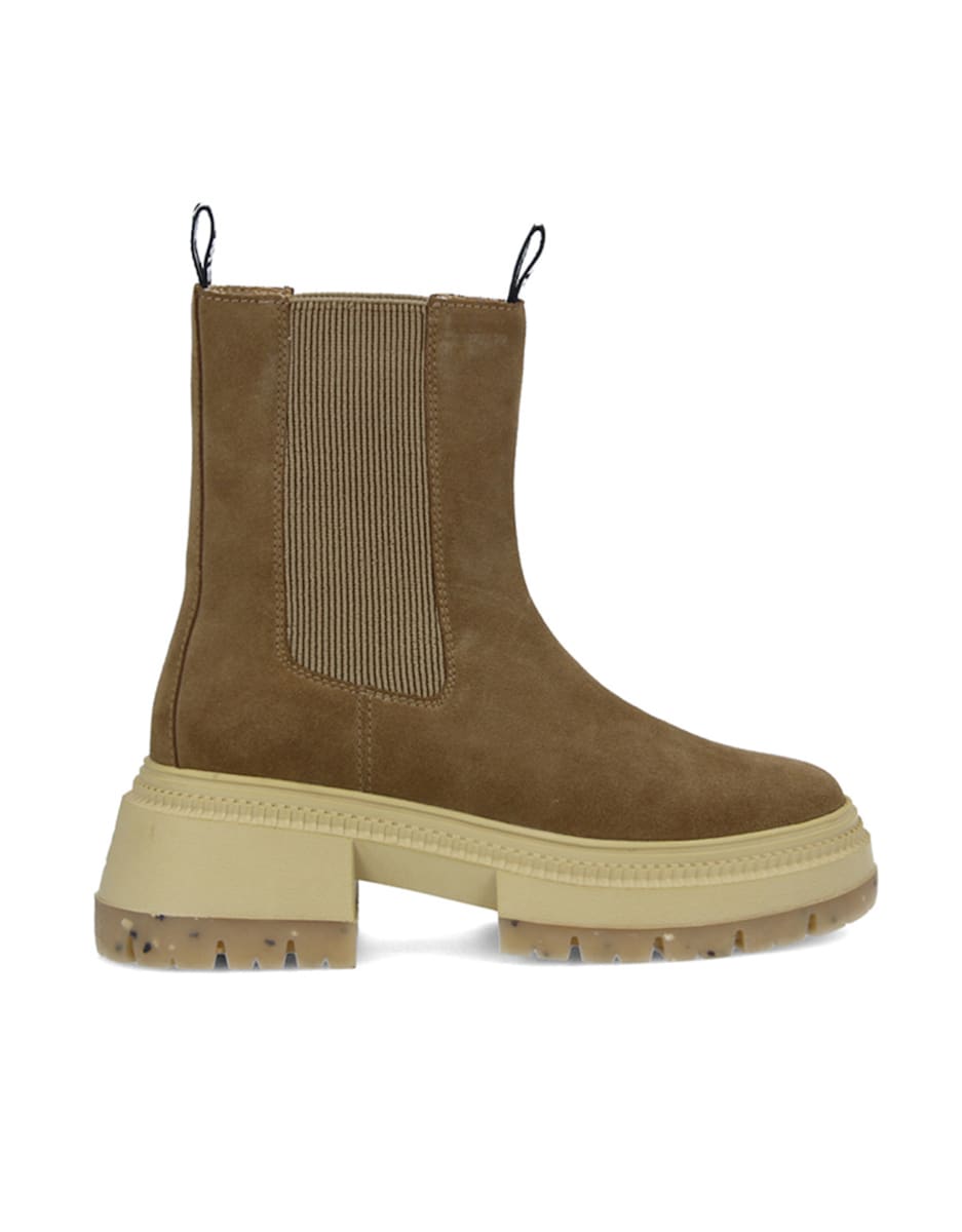 Botas de Pele com Plataforma em Castanho Castanho-1