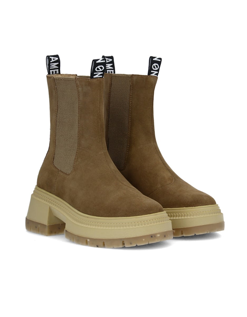 Botas de Pele com Plataforma em Castanho Castanho-2