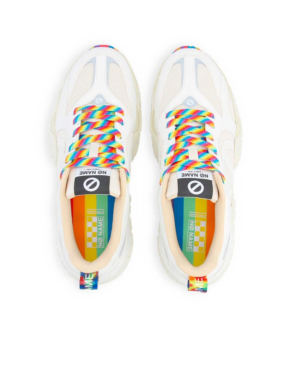 Sapatilhas de Pele Combinadas com Malha Reciclada e Detalhes Que Se Iluminam no Escuro Branco-4