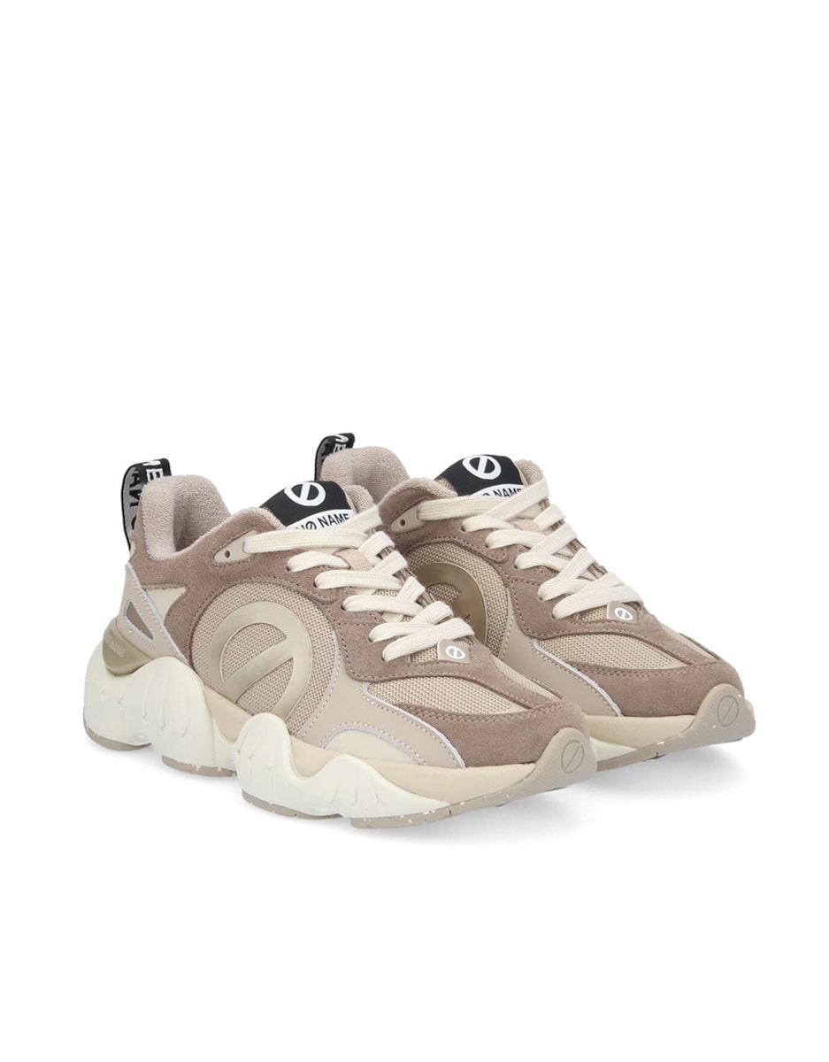 Sapatilhas de Pele Inspiradas no Running com Sola Gráfica Ultraligeira Bege-2