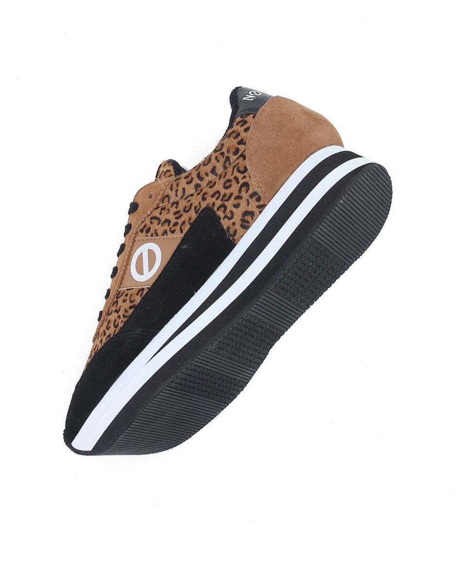 Sapatilhas de Pele com Estampado Animal e Sola Bicolor Estampado-5