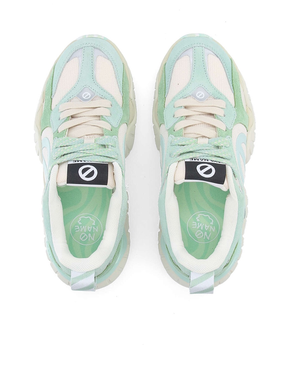 Sapatilhas de Pele Combinadas com Malha e Sola Perfumada Verde-4