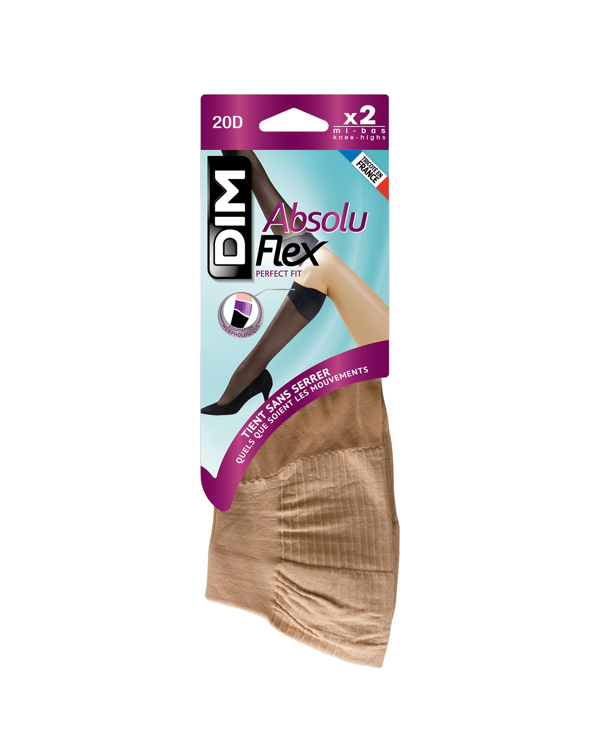 Minimeias de 2 Unidades Absolu Flex 20 Deniers com Ajuste Perfeito Castanho-claro-2