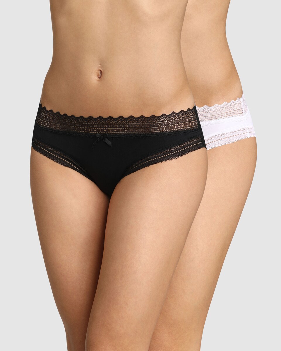 Pack de 2 Cuecas Tipo Shorty com Cintura de Renda Multicolor-3