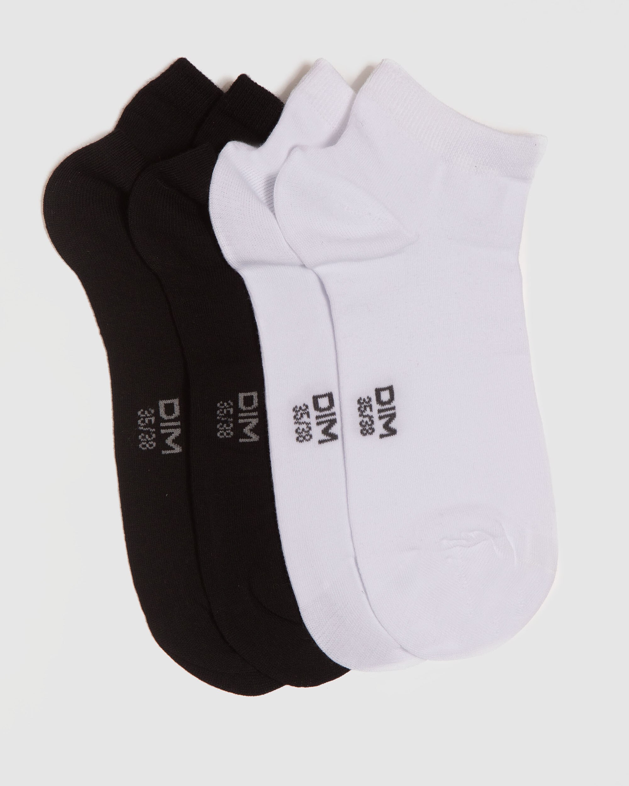 Pack de 2 Meias Pelo Tornozelo Invisíveis de Algodão Branco / Preto-2