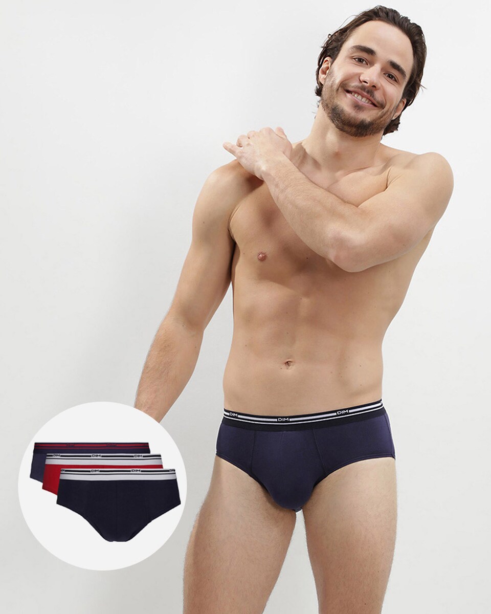 Pack de 3 Slips de Algodão Elástico de Estilo Básico para Máximo Conforto Azul-2