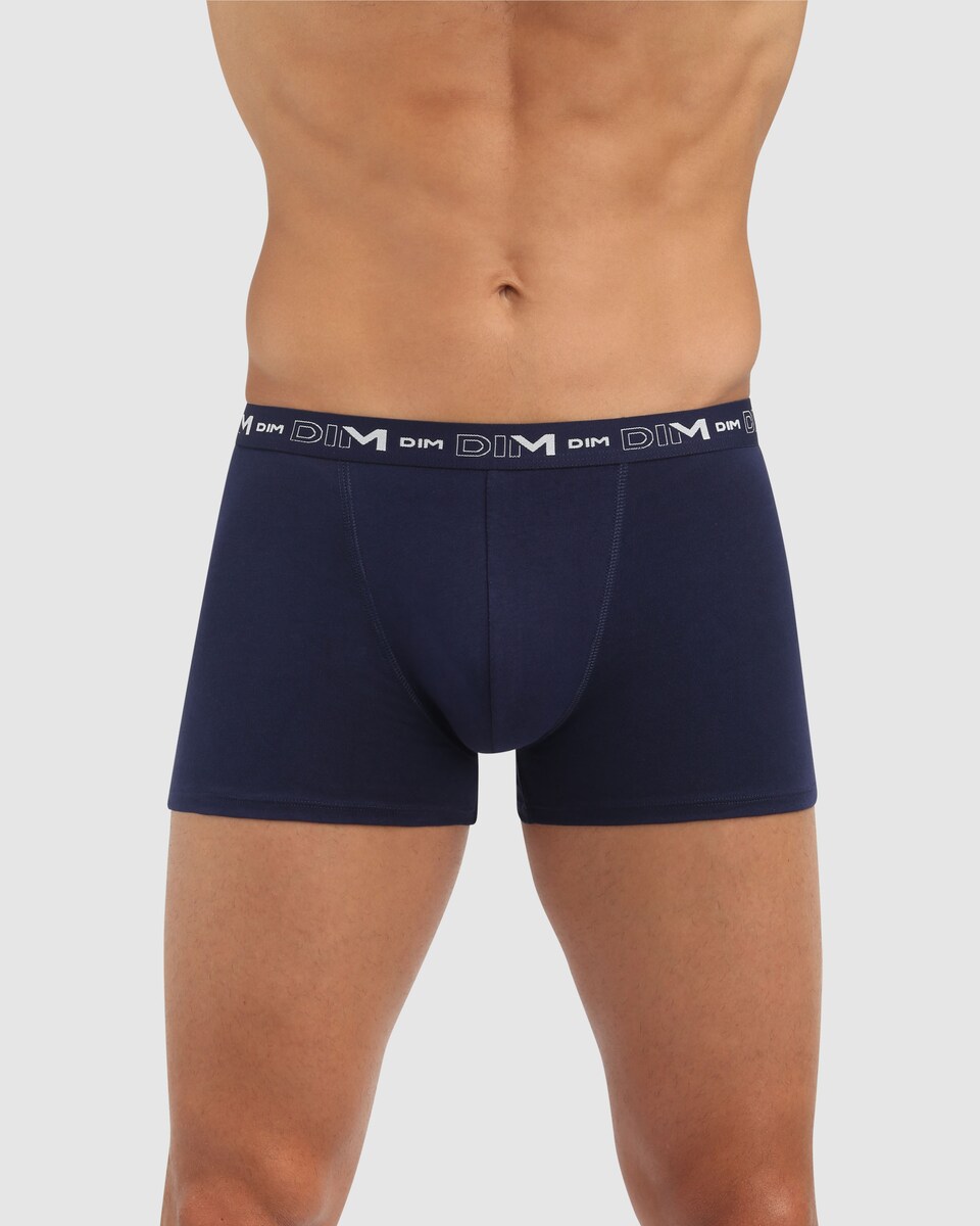Pack de 3 Boxers de Algodão Elástico de Estilo Básico Azul-marinho-1