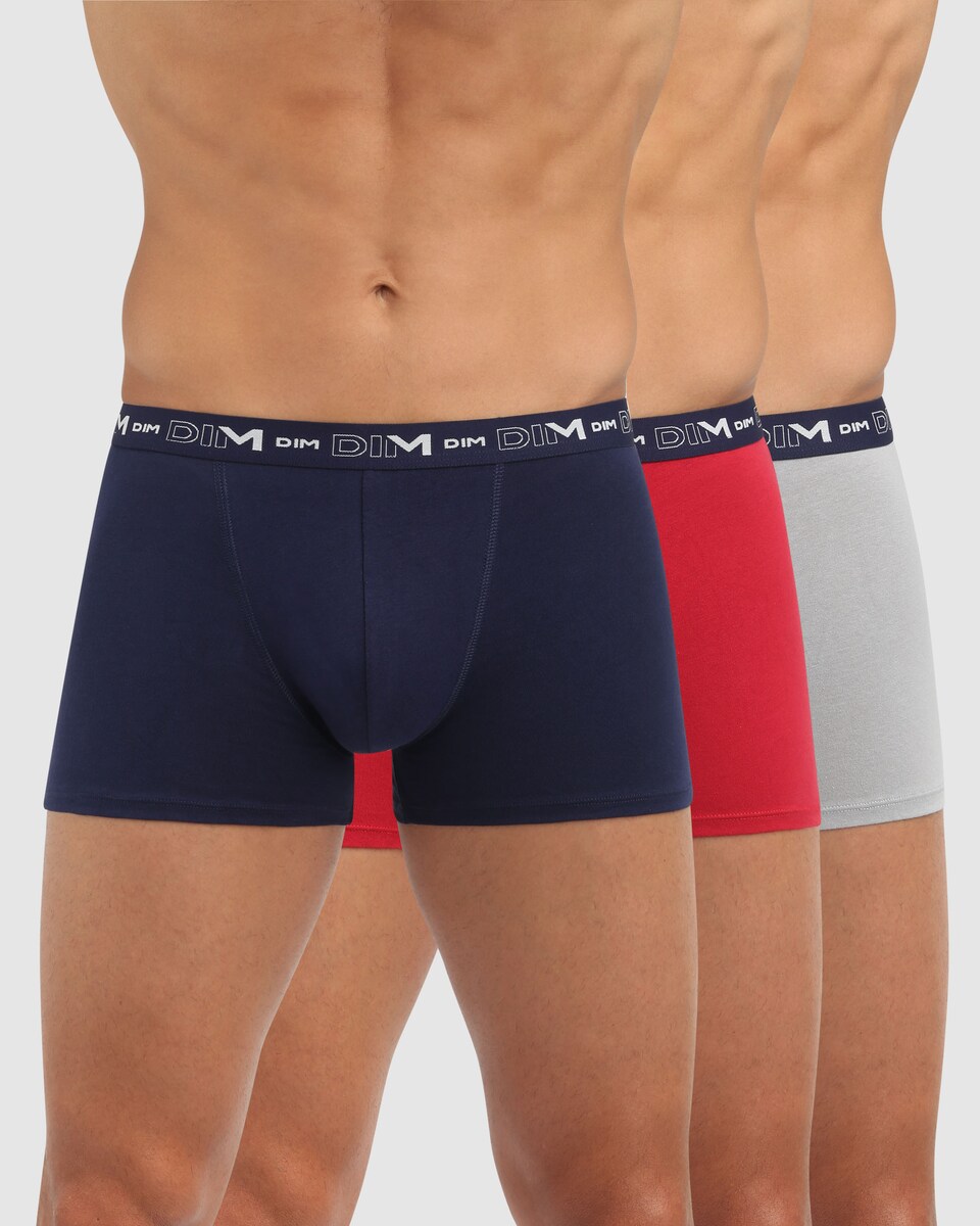 Pack de 3 Boxers de Algodão Elástico de Estilo Básico Azul-marinho-3