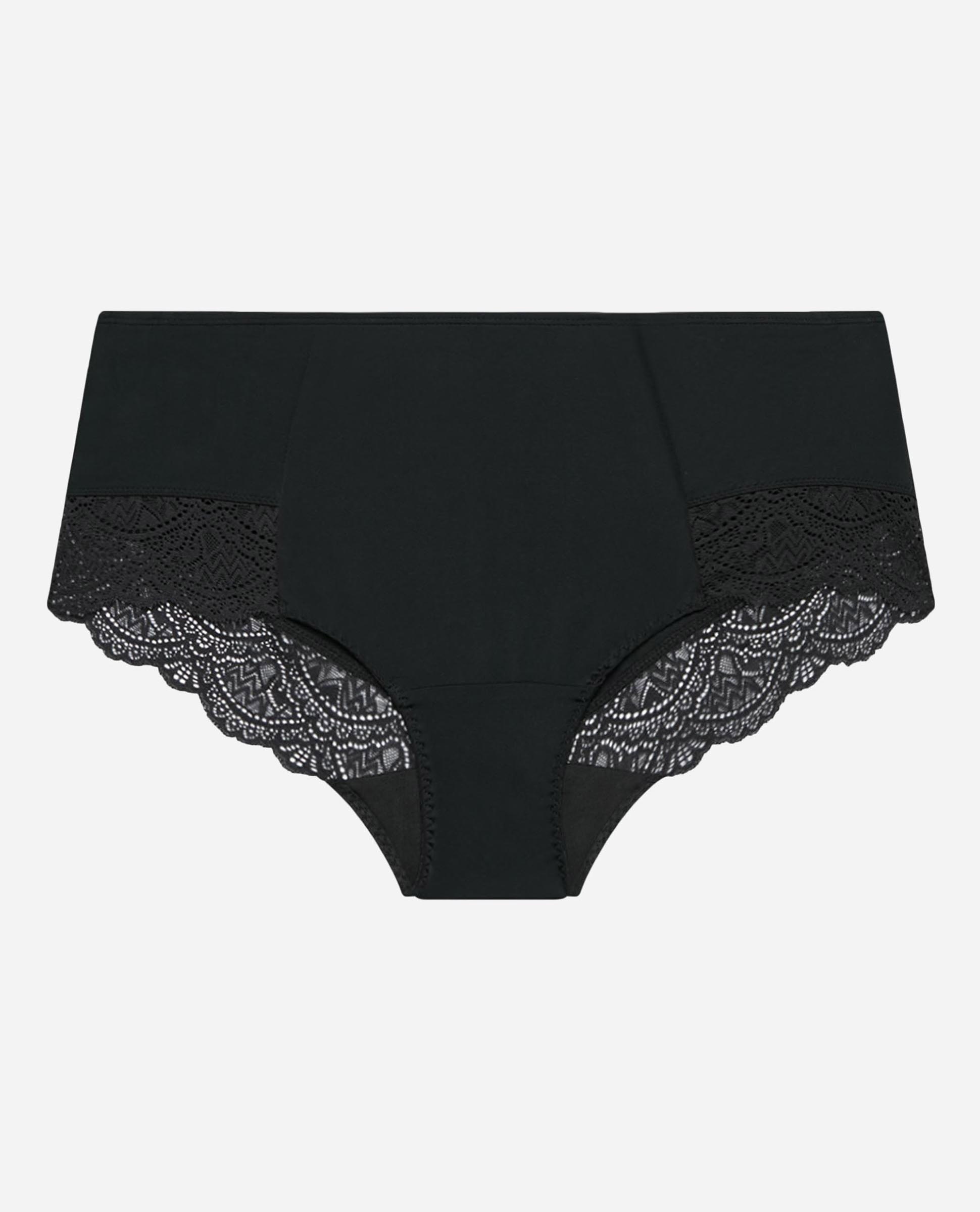 Cueca Redutora com Cintura Alta de Microfibra com Renda Preto-5