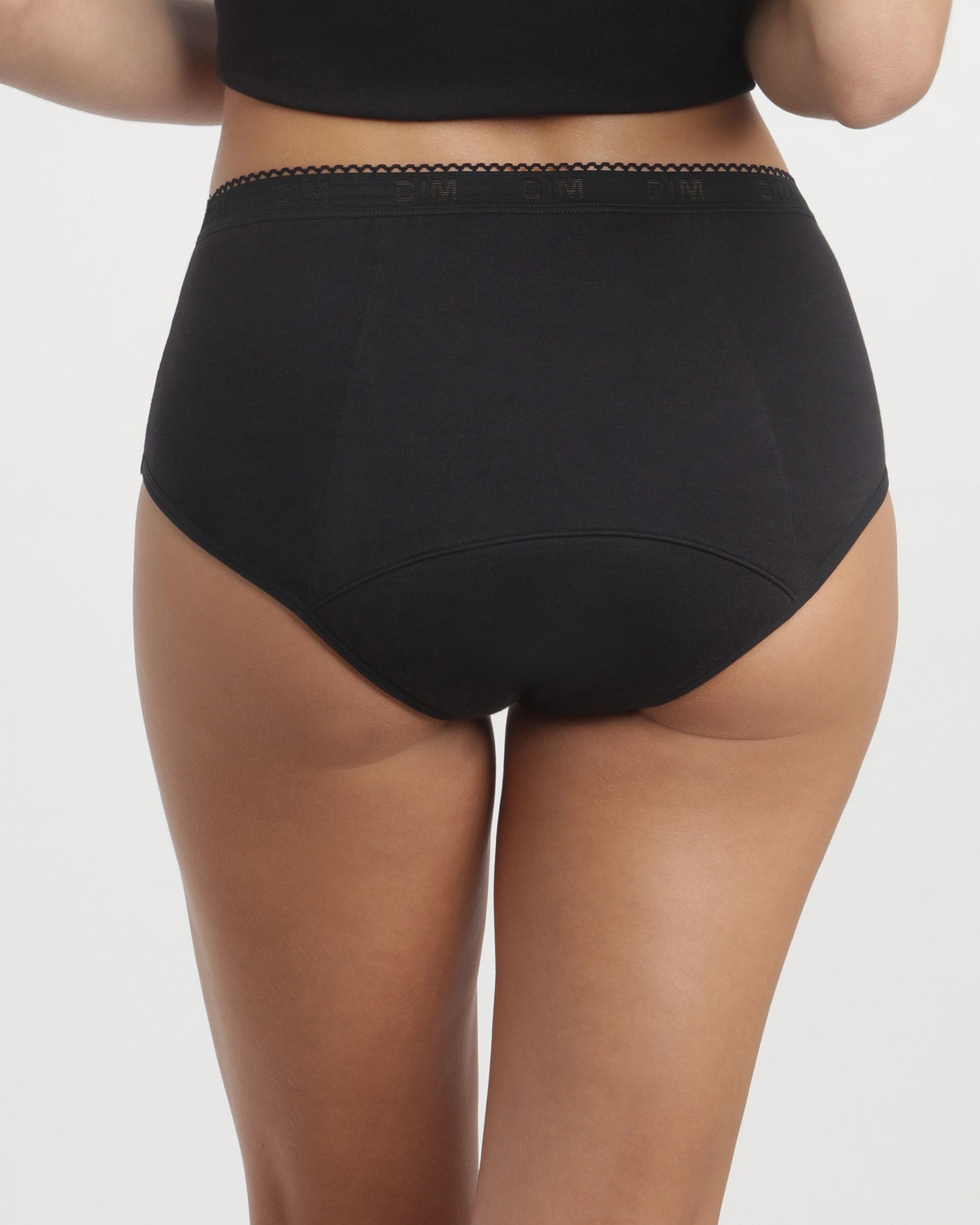 Cueca Menstrual de Fluxo Abundante em Algodão Orgânico Preto-2