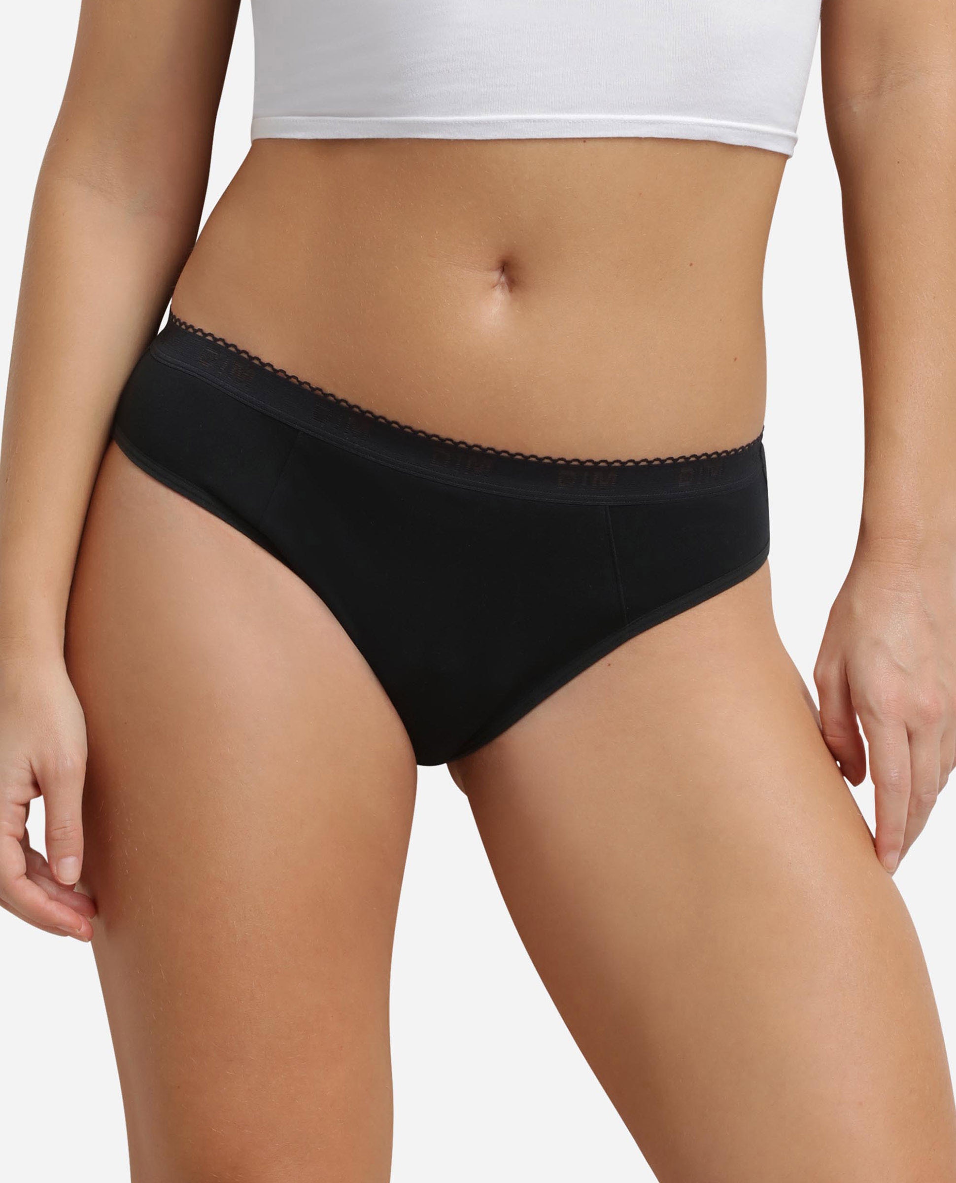 Cueca Menstrual Fluxo Abundante Algodão Preto-1