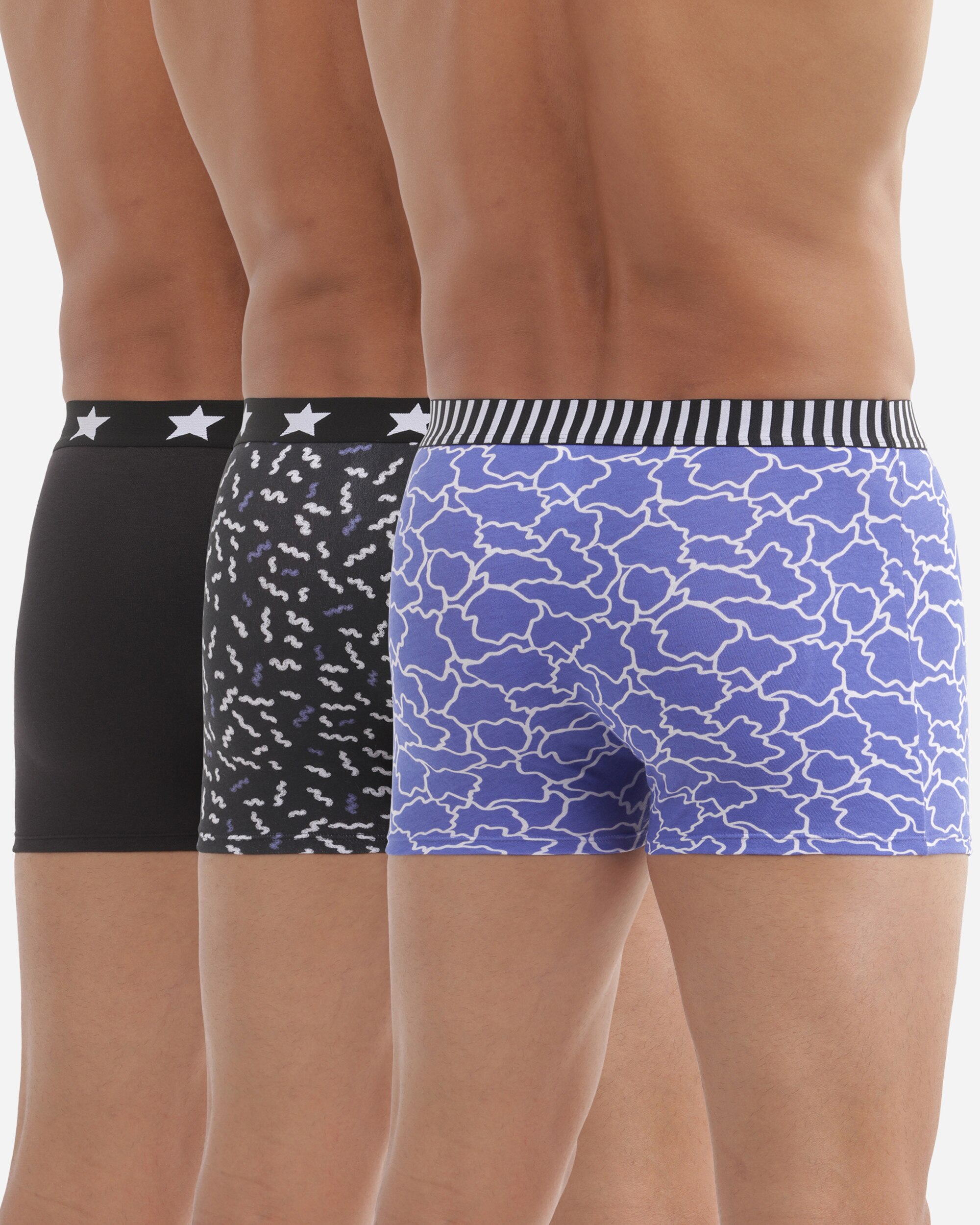 Pack de Três Boxers de Algodão Elástico com Estampados Variados e Várias Cores Multicolor-4