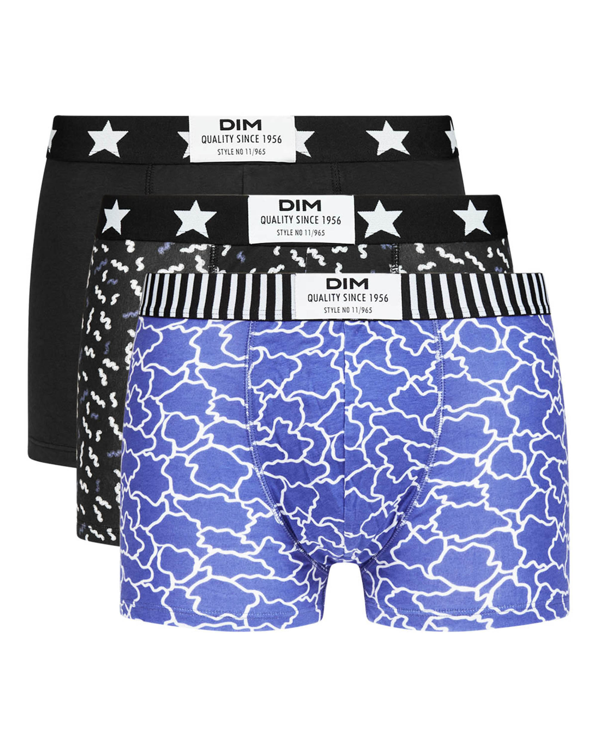 Pack de Três Boxers de Algodão Elástico com Estampados Variados e Várias Cores Multicolor-1