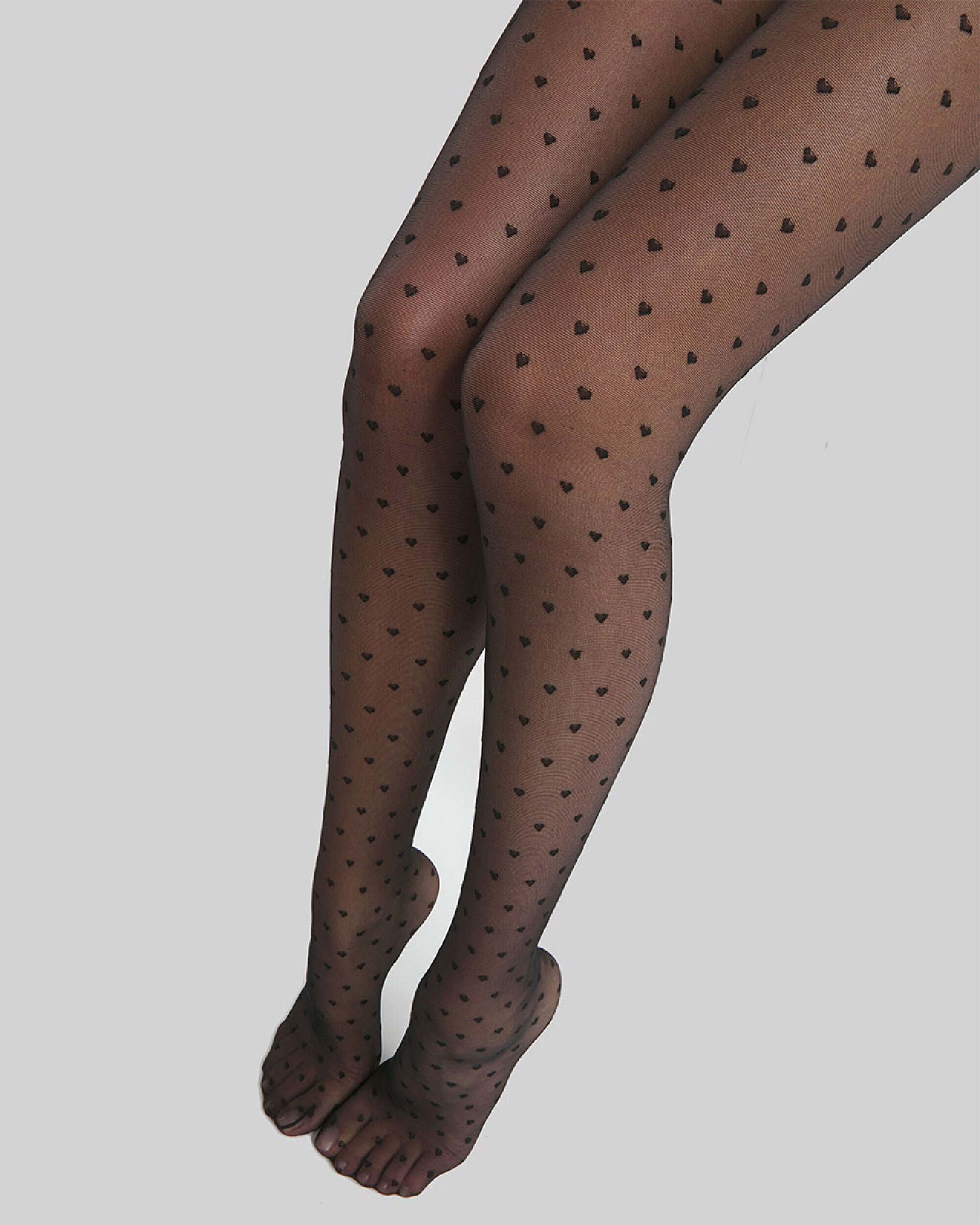 Collants Transparentes com Corações 19d Preto-2